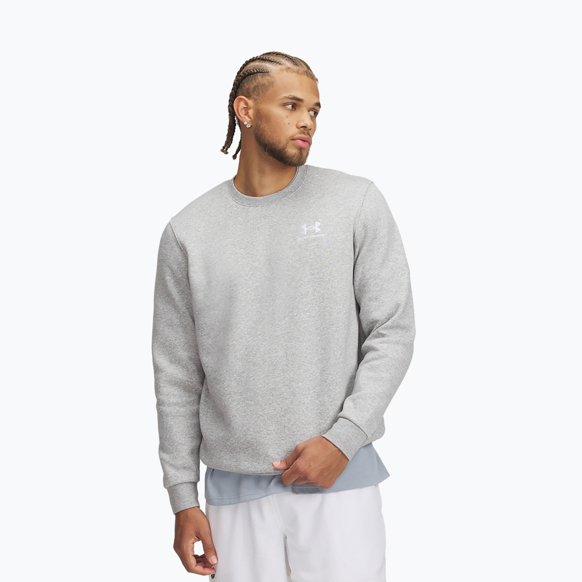 Bluza męska Under Armour Essential Fleece Crew mod gray light heather/white 