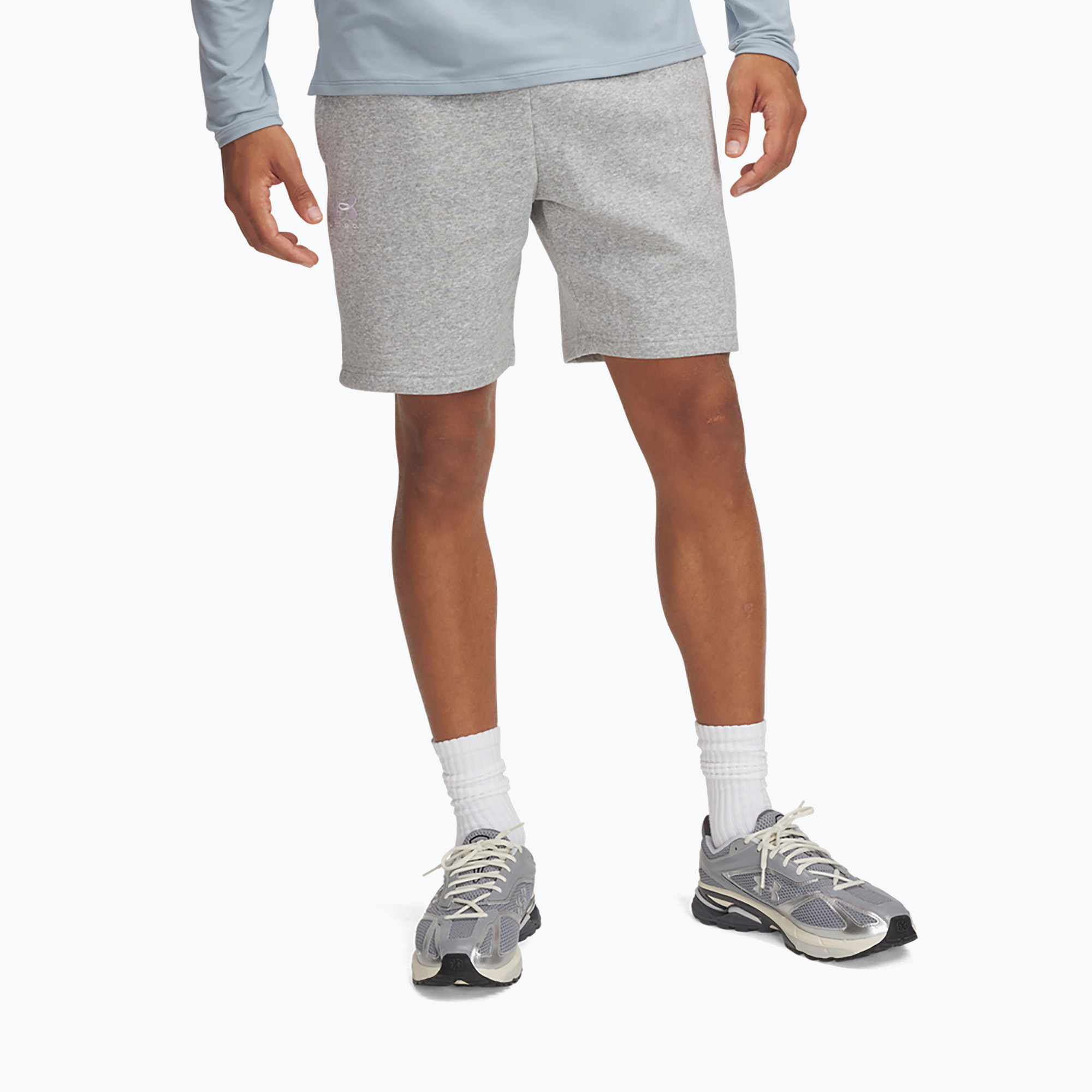 Spodenki męskie Under Armour Icon Fleece mod gray light heather/white