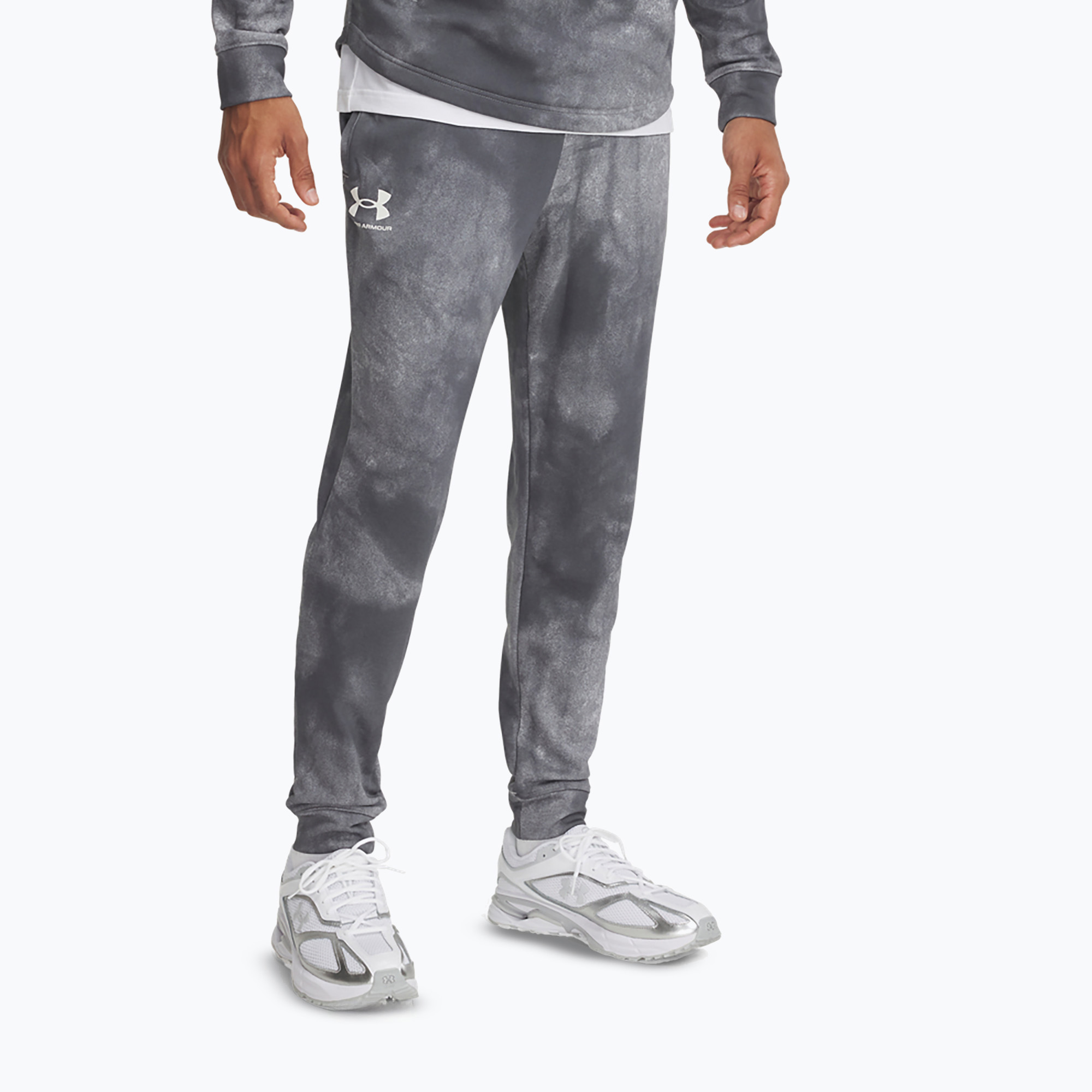 Spodnie męskie Under Armour Rival Terry Printed Jogger castlerock/onyx white 