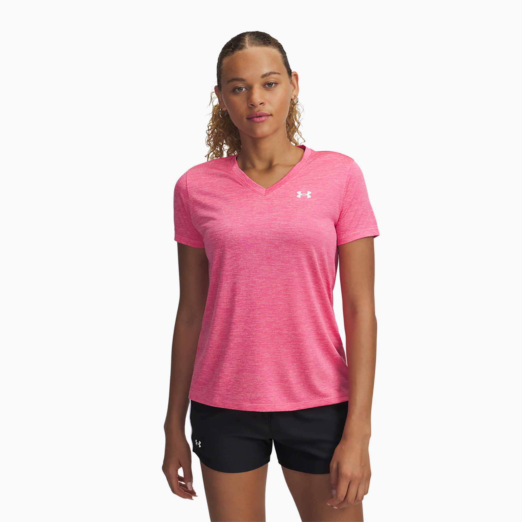Koszulka treningowa damska Under Armour Tech V-Twist super pink/white 