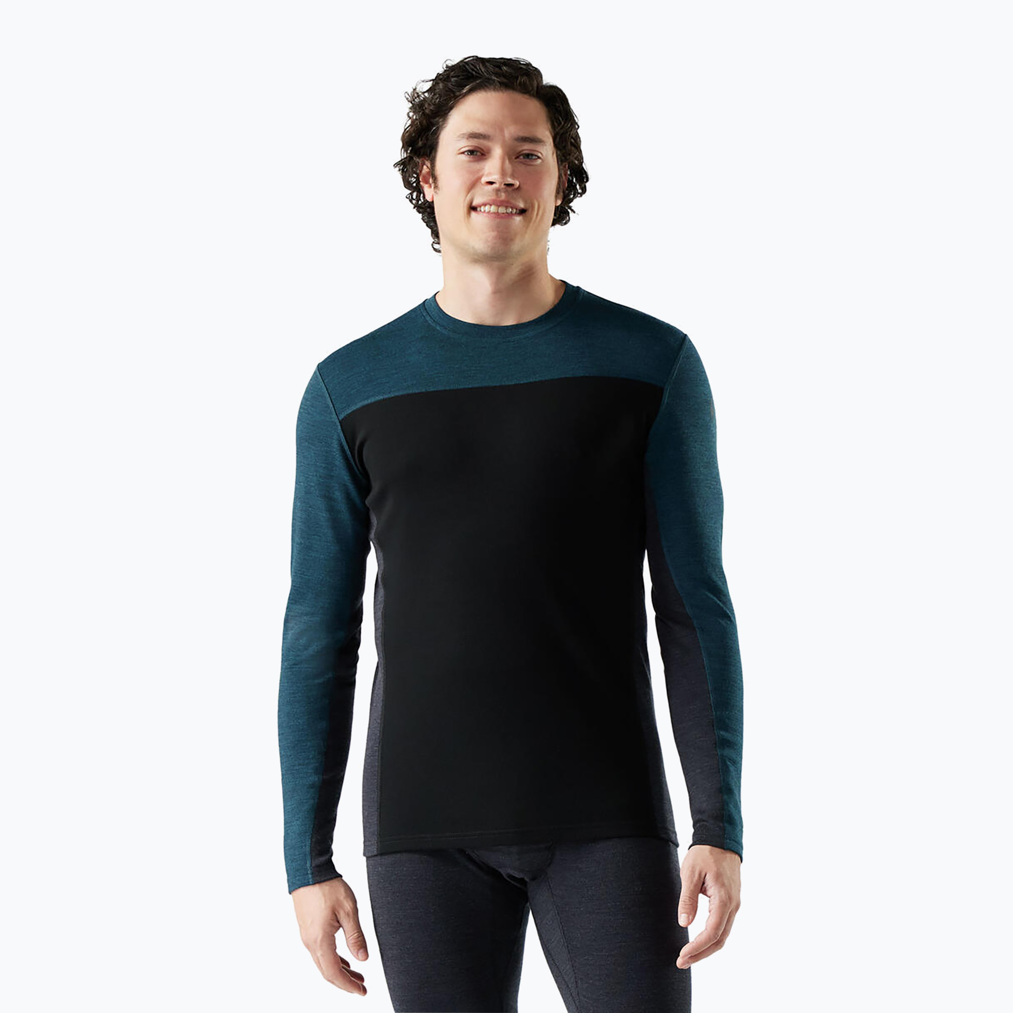Pánske termo tričko longsleeve Smartwool Classic Thermal Merino Base Layer Colorblock Crew Boxed twilling blue/black (Classic Thermal Merino Base
