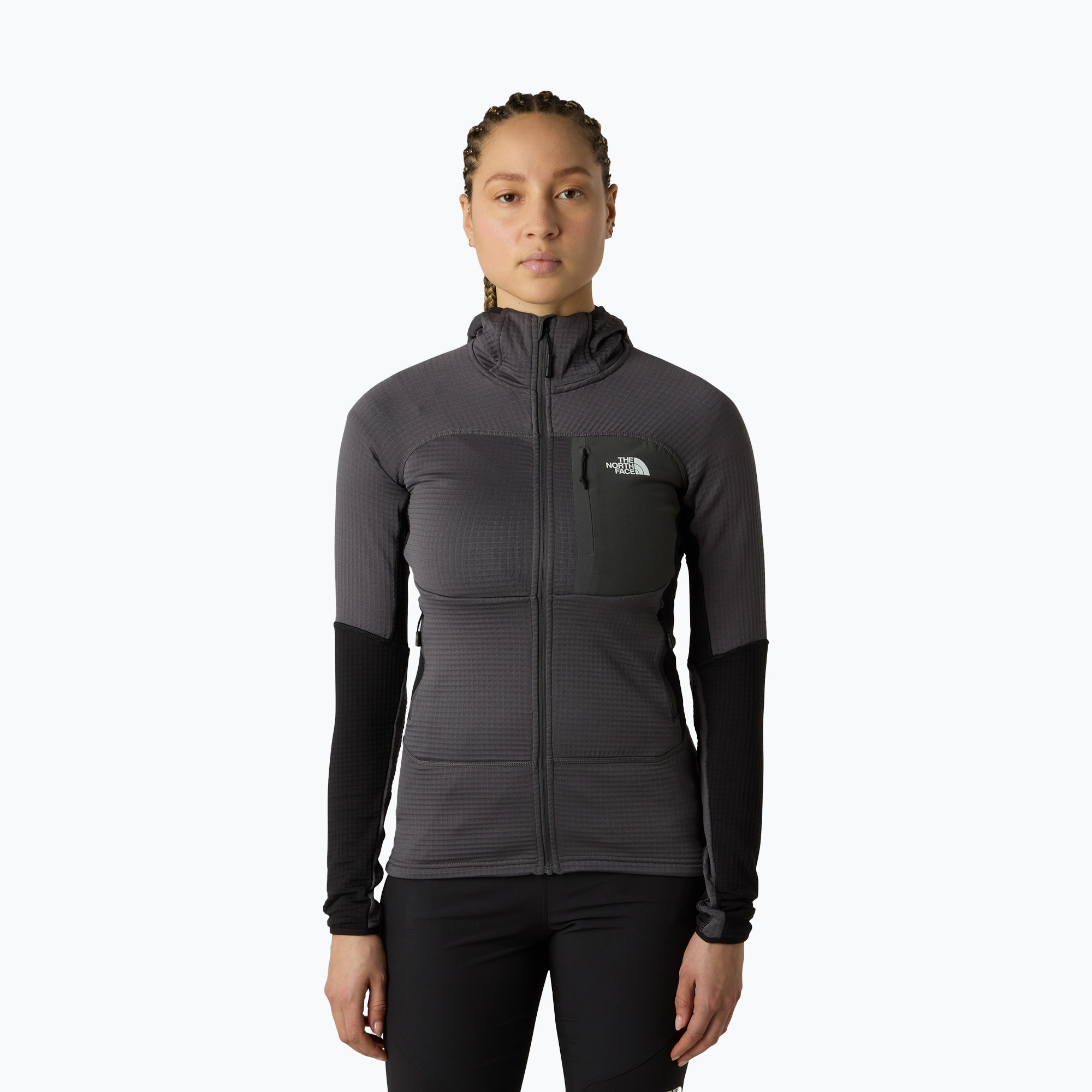 Bluza damska The North Face Polartec Powergrid Stormgap Hoodie anthracite grey/bla 