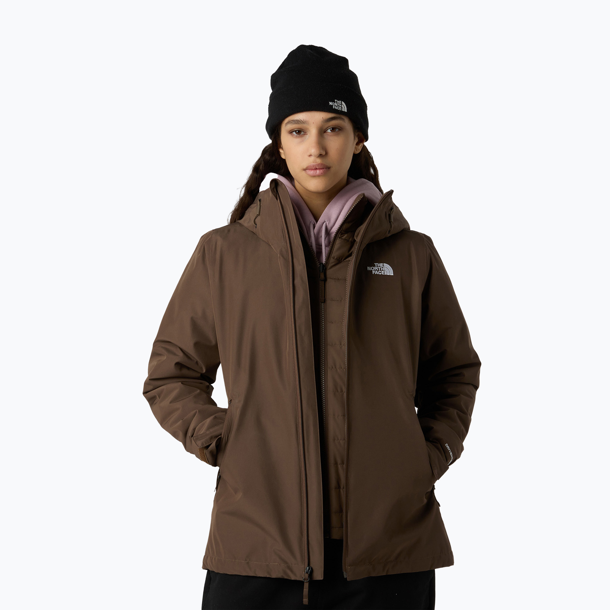 Kurtka 3w1 damska The North Face Carto Mono Triclimate Hooded smoked brown 