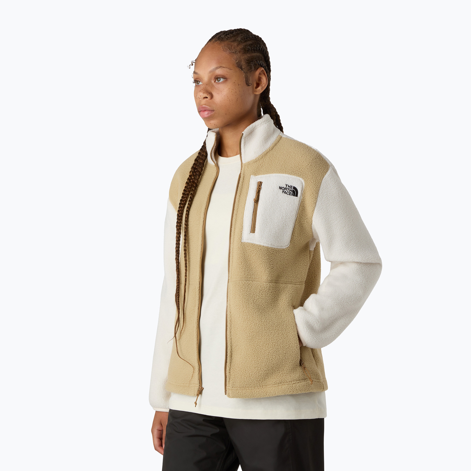 Bluza polarowa damska The North Face Yumiori Full Zip khaki stone/white dune 