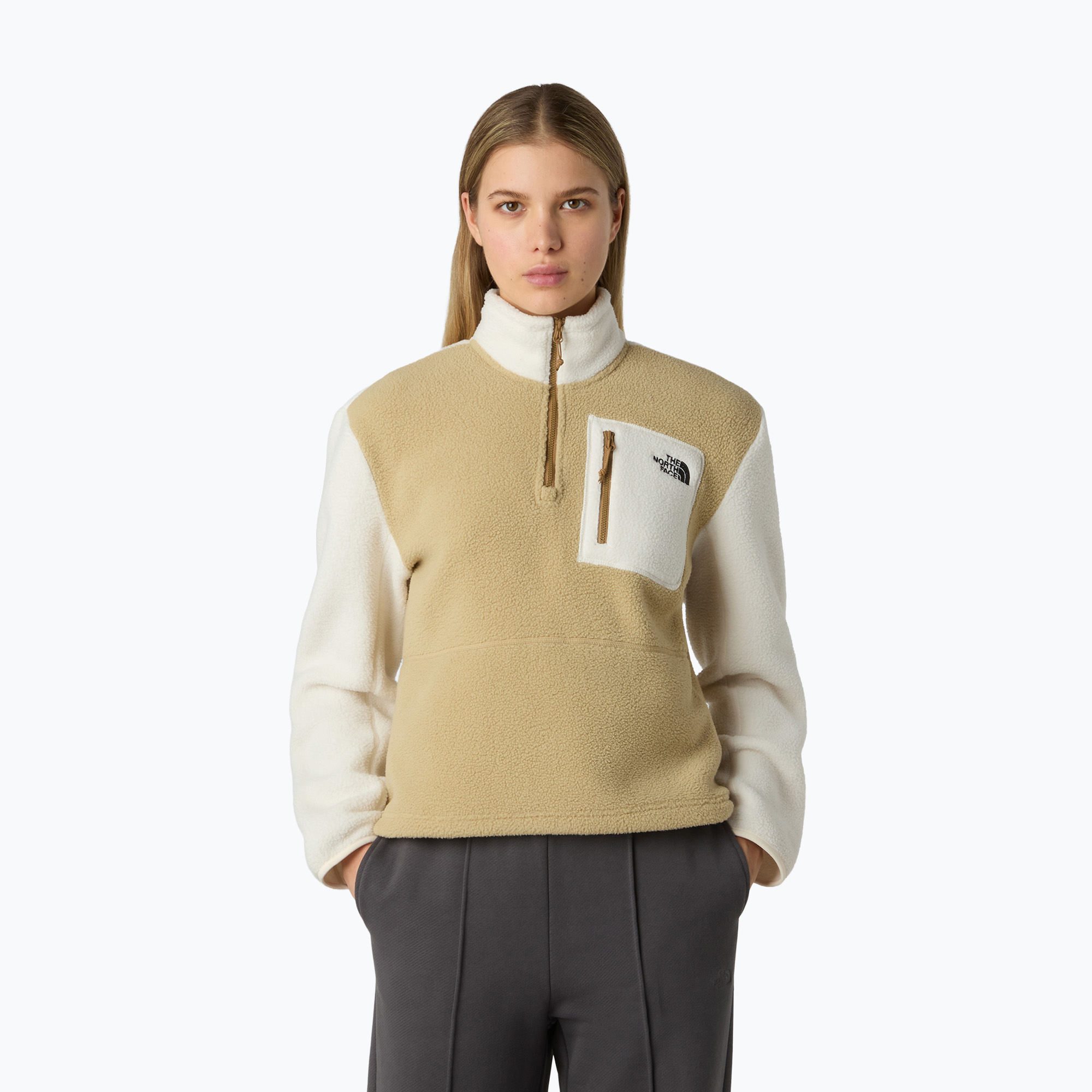 Bluza damska The North Face Yumiori 1/4 Zip khaki stone/white dune/utility brown 