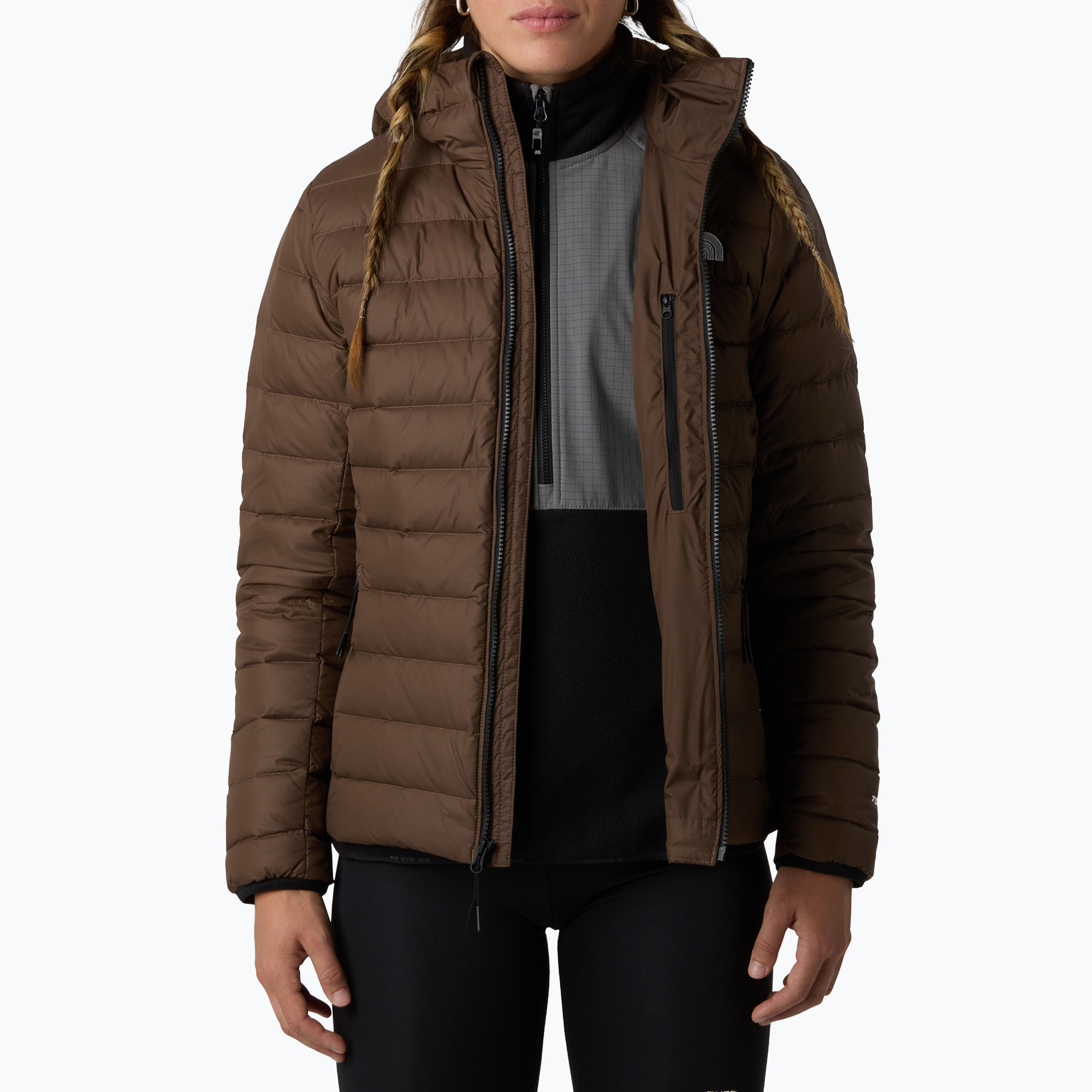 Kurtka puchowa damska The North Face Down Hooded smokey brown 