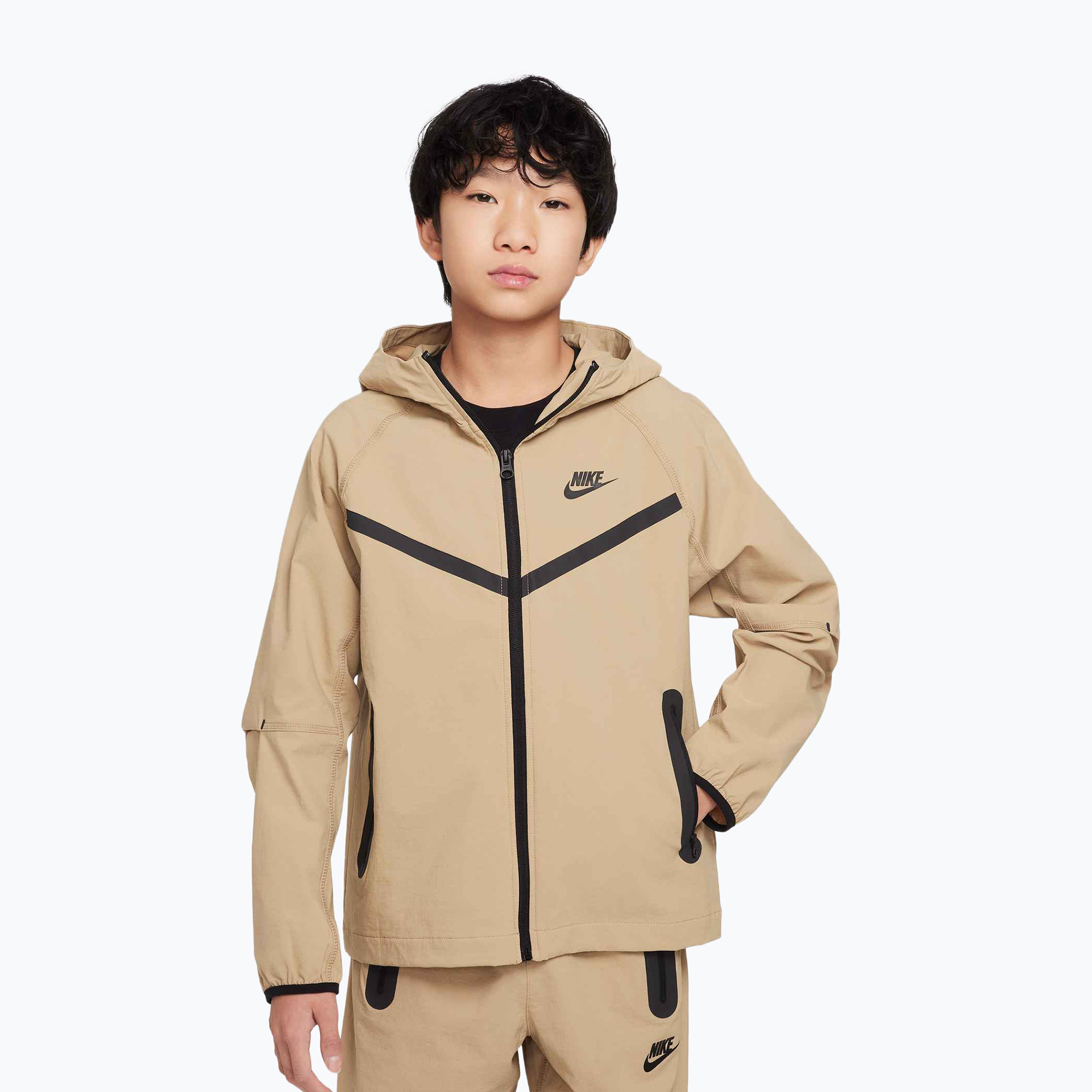 Kurtka dziecięca Nike Tech Woven parachute beige/parachute beige/black 