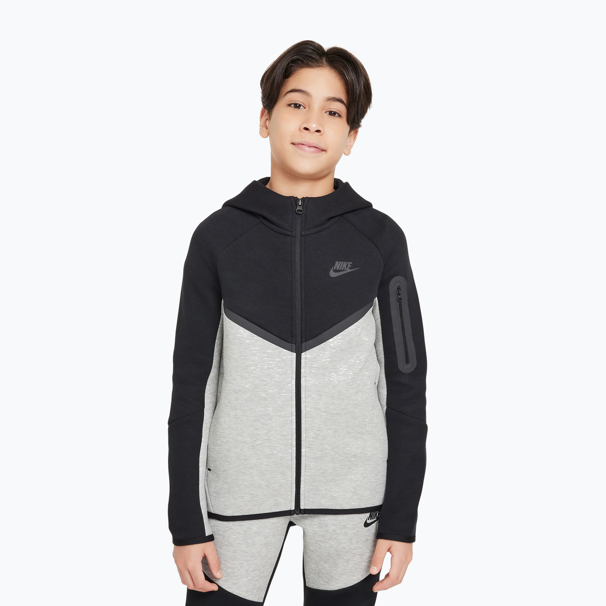 Детски суитшърт Nike Sportswear Tech Fleece Full Zip dark grey heather/black/black/black