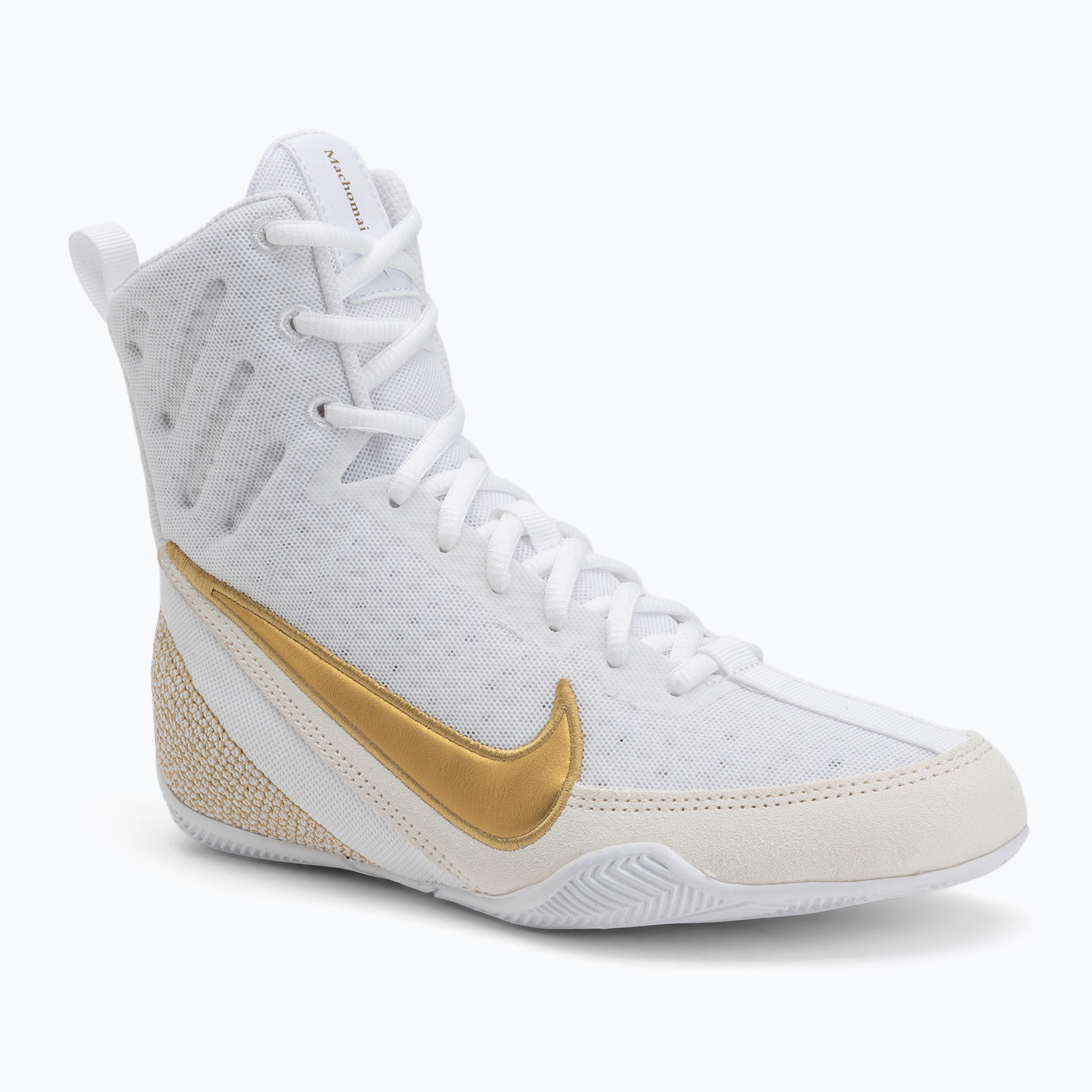Scarpe da boxe Nike Machomai 3 bianco/oro metallizzato (43 EU) (Machomai 3 HF7333-100)