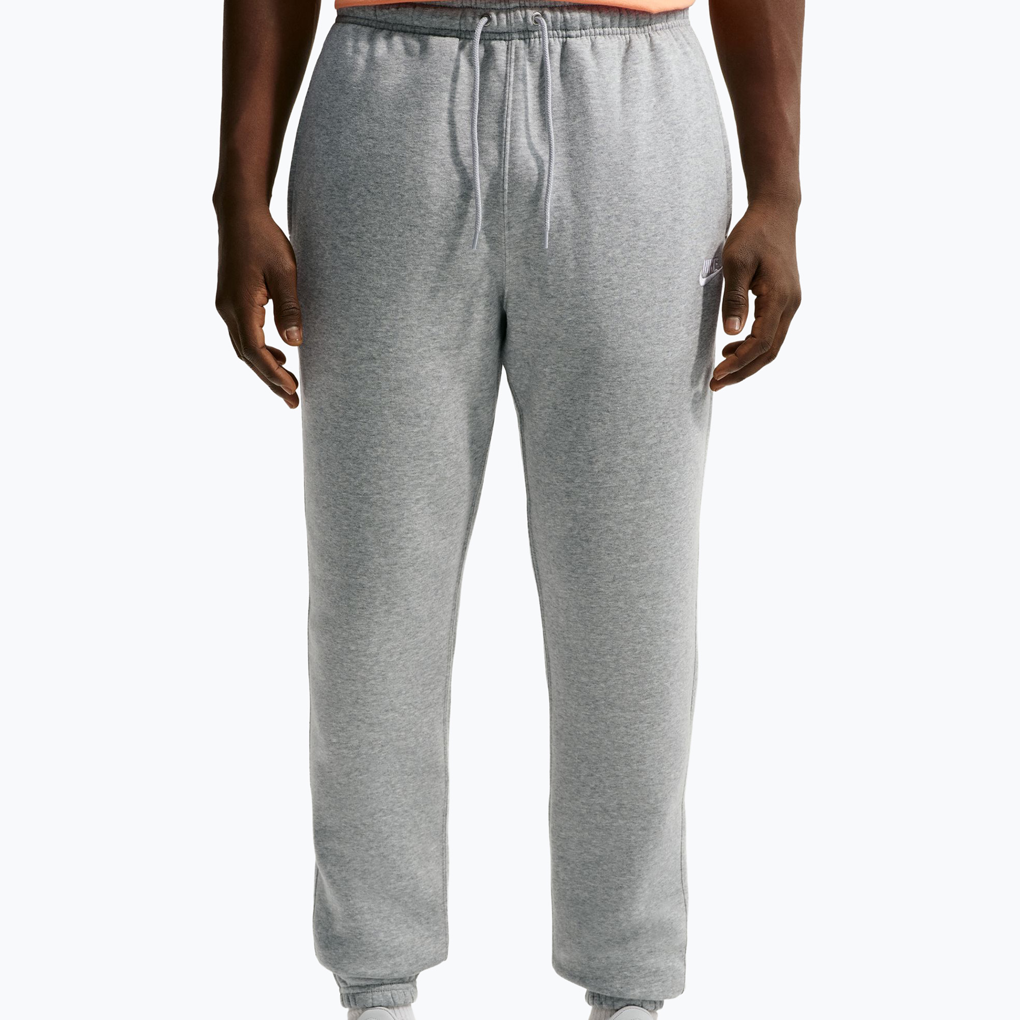 Мъжки панталони за бягане Nike Club Cuffed Brushed dark grey heather/light smoke grey/white