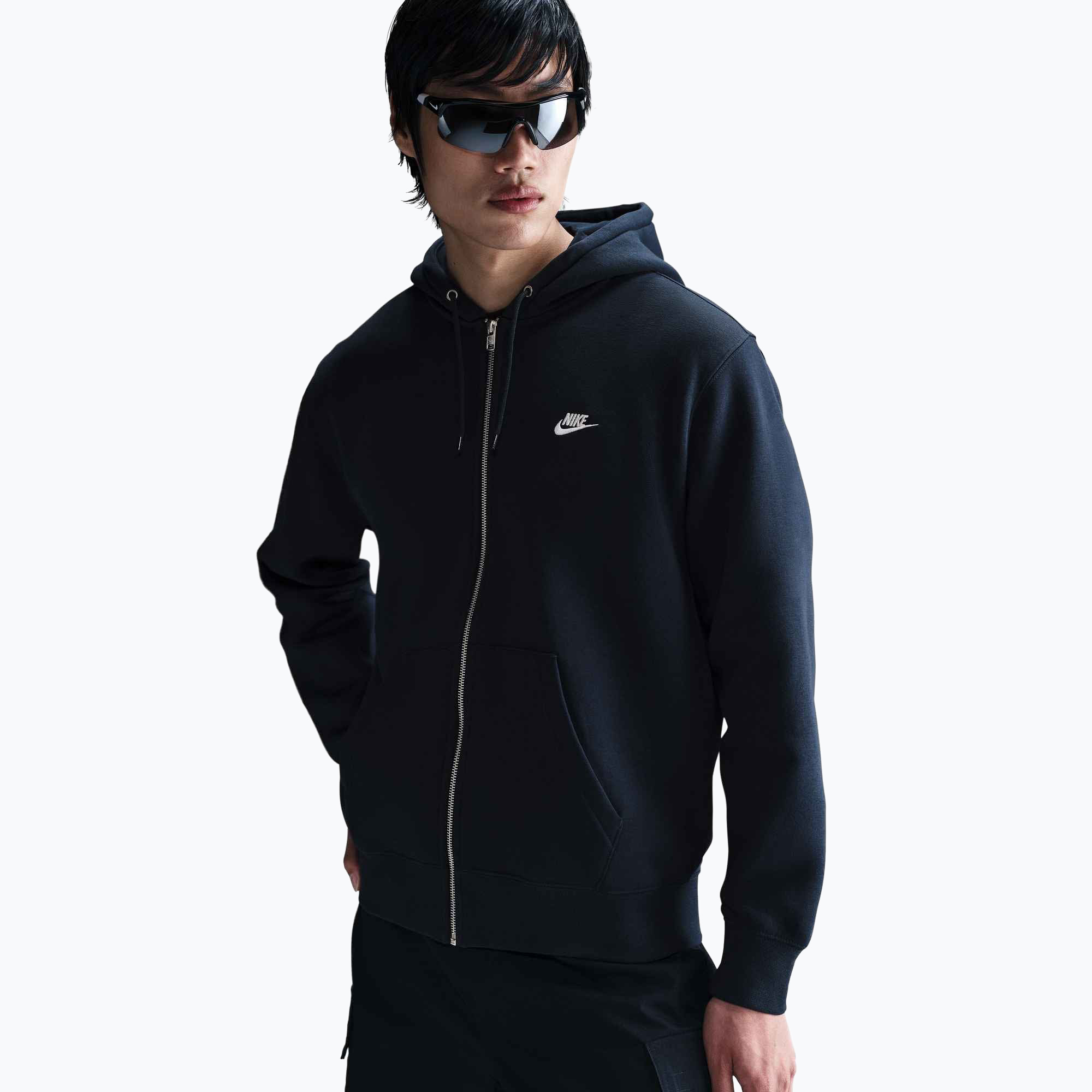 Bluza męska Nike Club Full Zip Hoodie obsidian/obsidian/white 