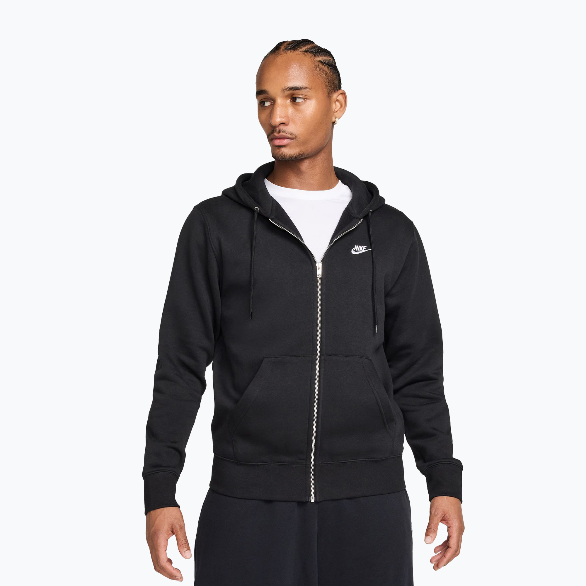 Bluza męska Nike Club Full Zip Hoodie black/black/white 