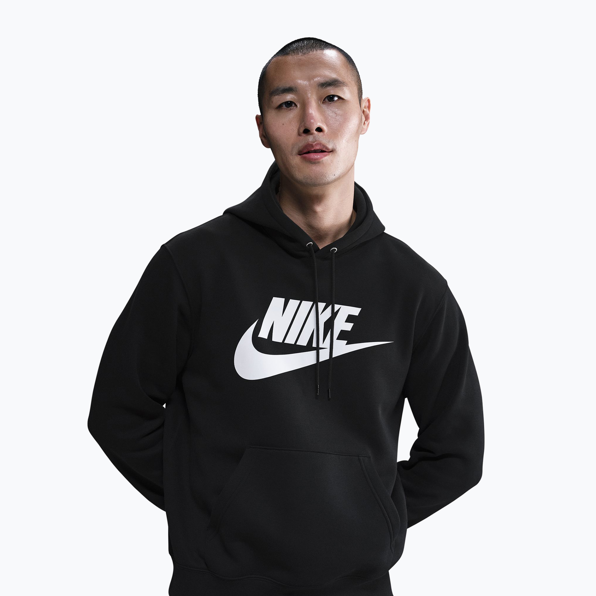 Мъжки суитшърт Nike Club Pullover Hoodie black/black/white