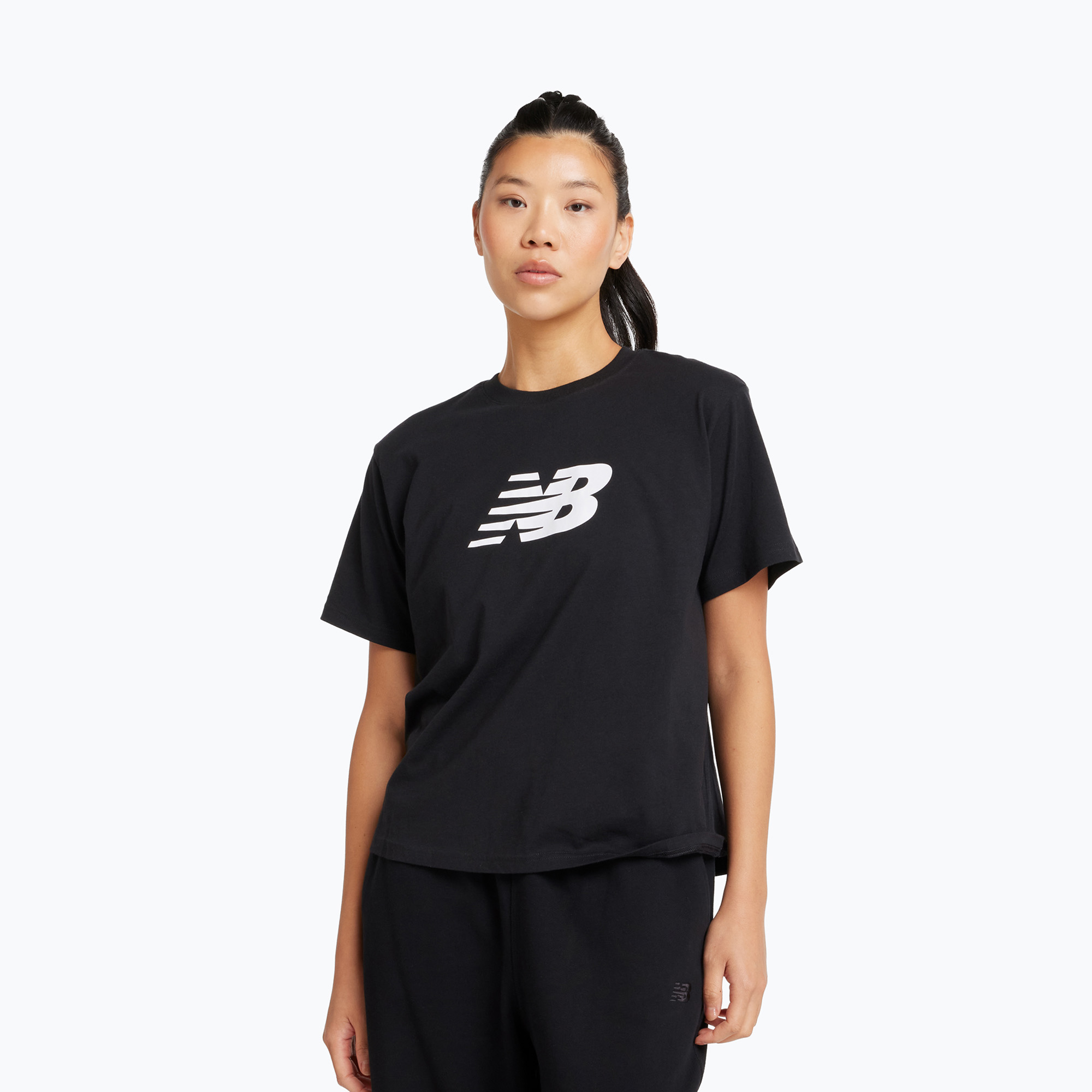 Дамска тениска New Balance Sport Jersey Relaxed Logo black/white