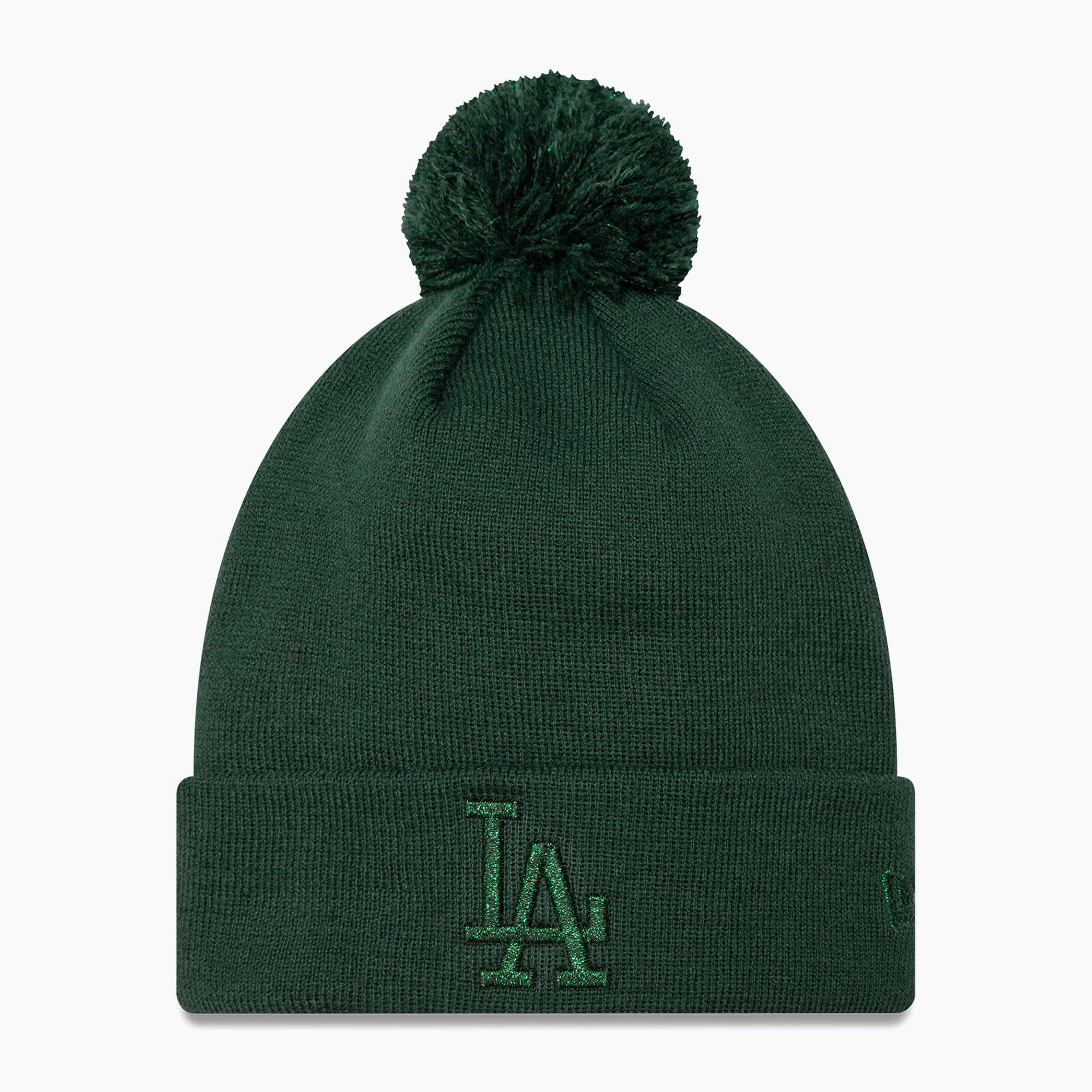 Czapka z daszkiem damska New Era Metallic Bobble Knit Beanie Los Angeles Dodgers dark green