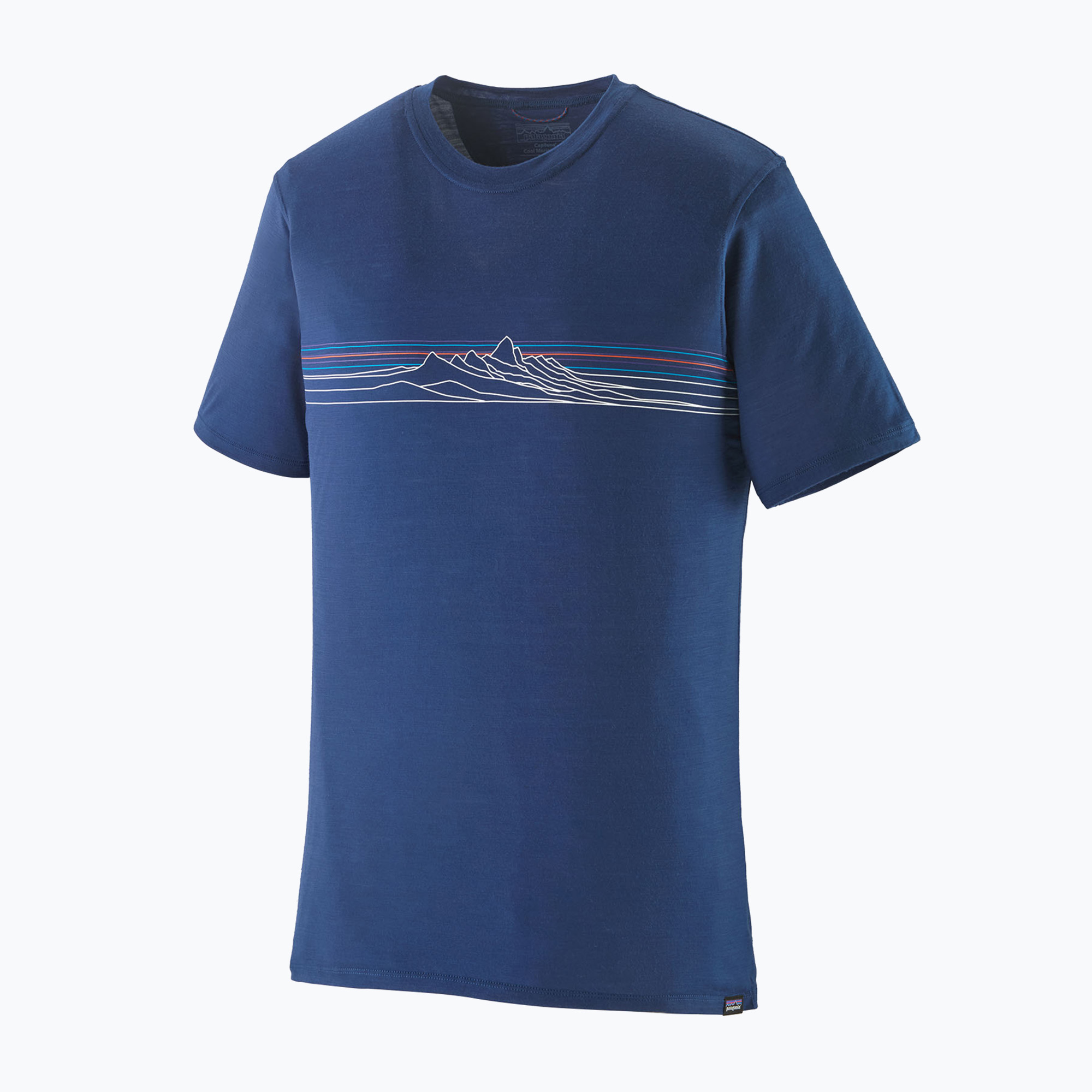 Koszulka męska Patagonia Cap Cool Merino Blend Graphic Shirt strata stripe/clement blue 