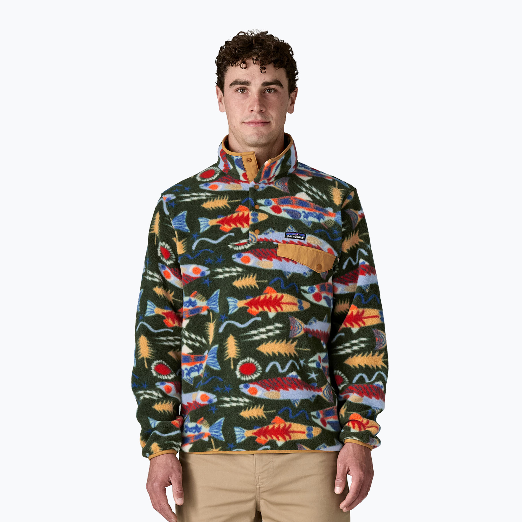 Bluza trekkingowa męska Patagonia LW Synch Snap-T P/O salmon energy: old growth green 