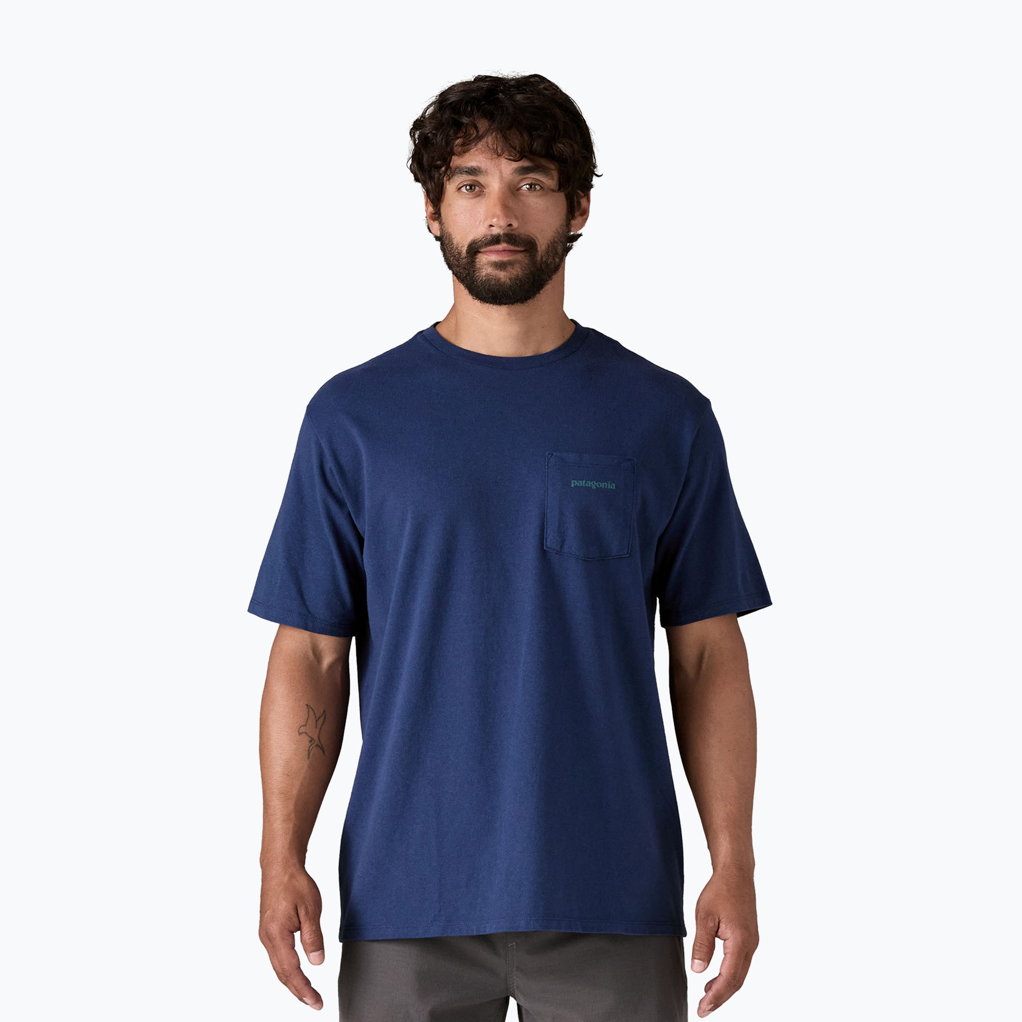 Koszulka męska Patagonia Boardshort Logo Pocket Responsibili clement blue 