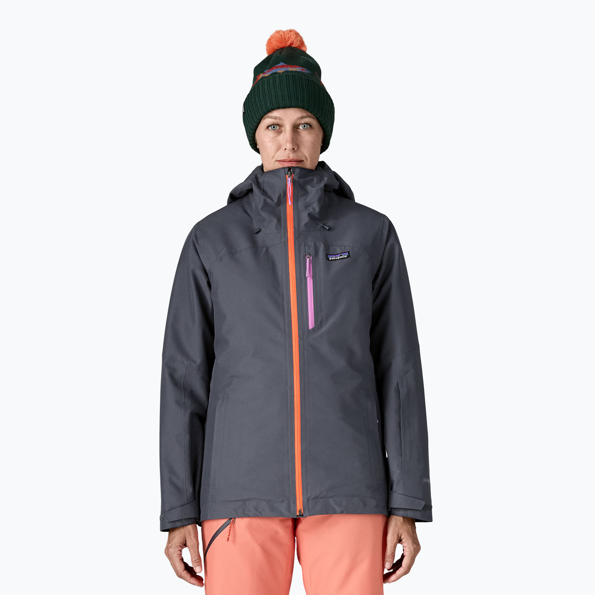 Kurtka przeciwdeszczowa damska Patagonia Insulated Powder Town smolder blue w/orange peel 