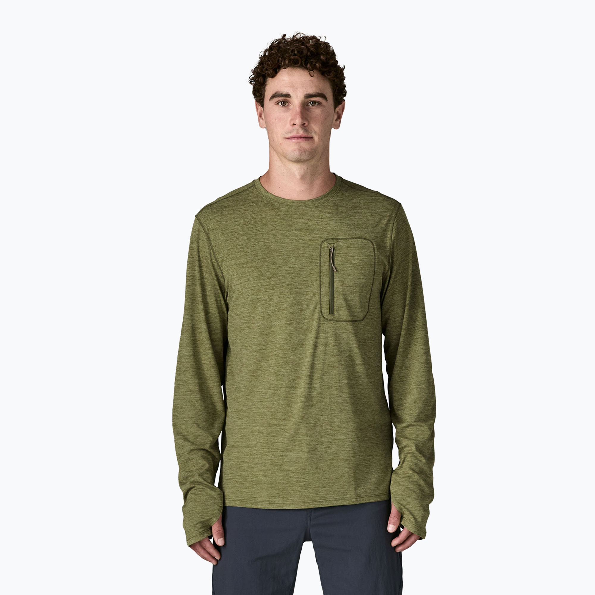Longsleeve męski Patagonia Capilene Cool Sun caper green/buckhorn green x-dye