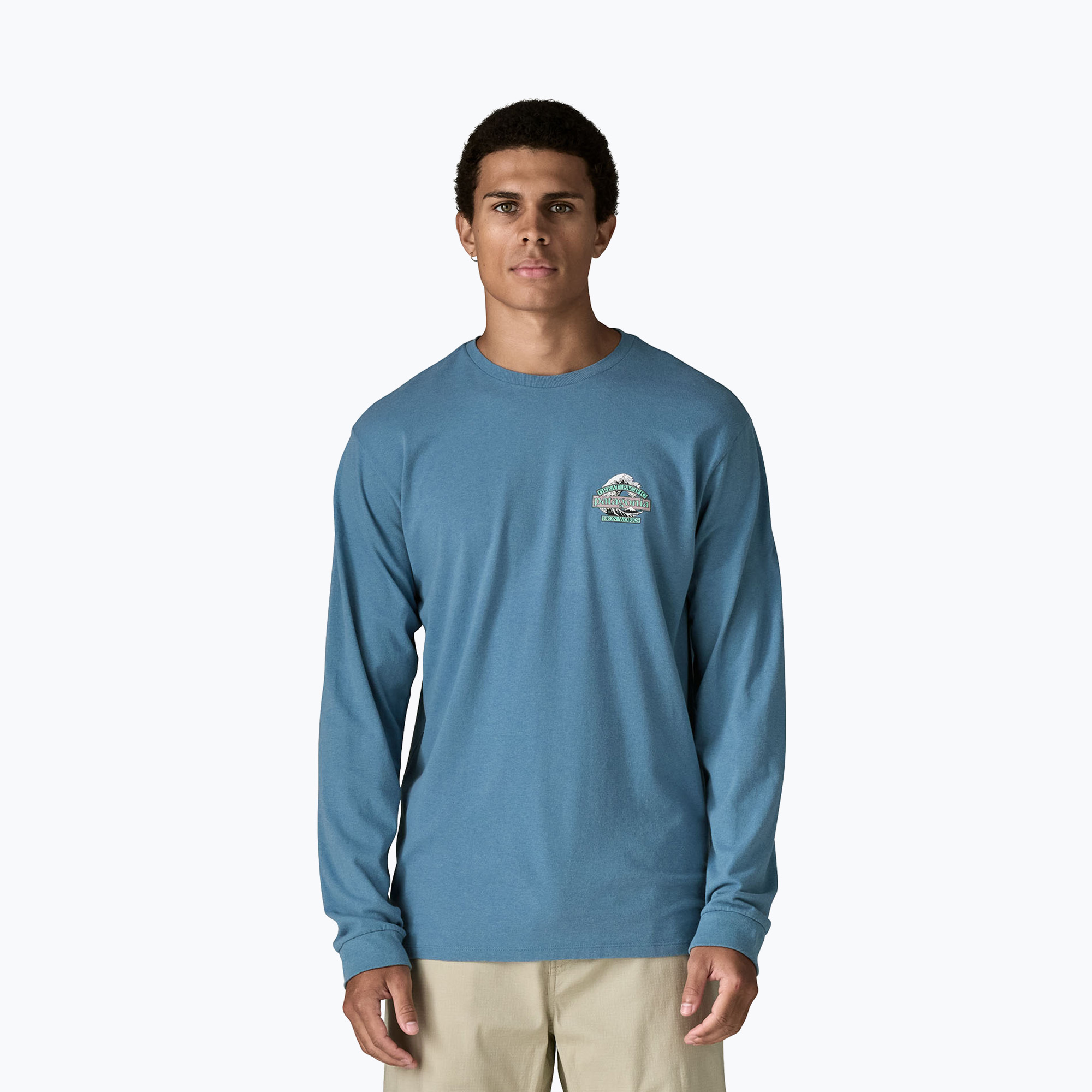 Longsleeve trekkingowy męski Patagonia Great Waves Responsibili Tee shore blue 