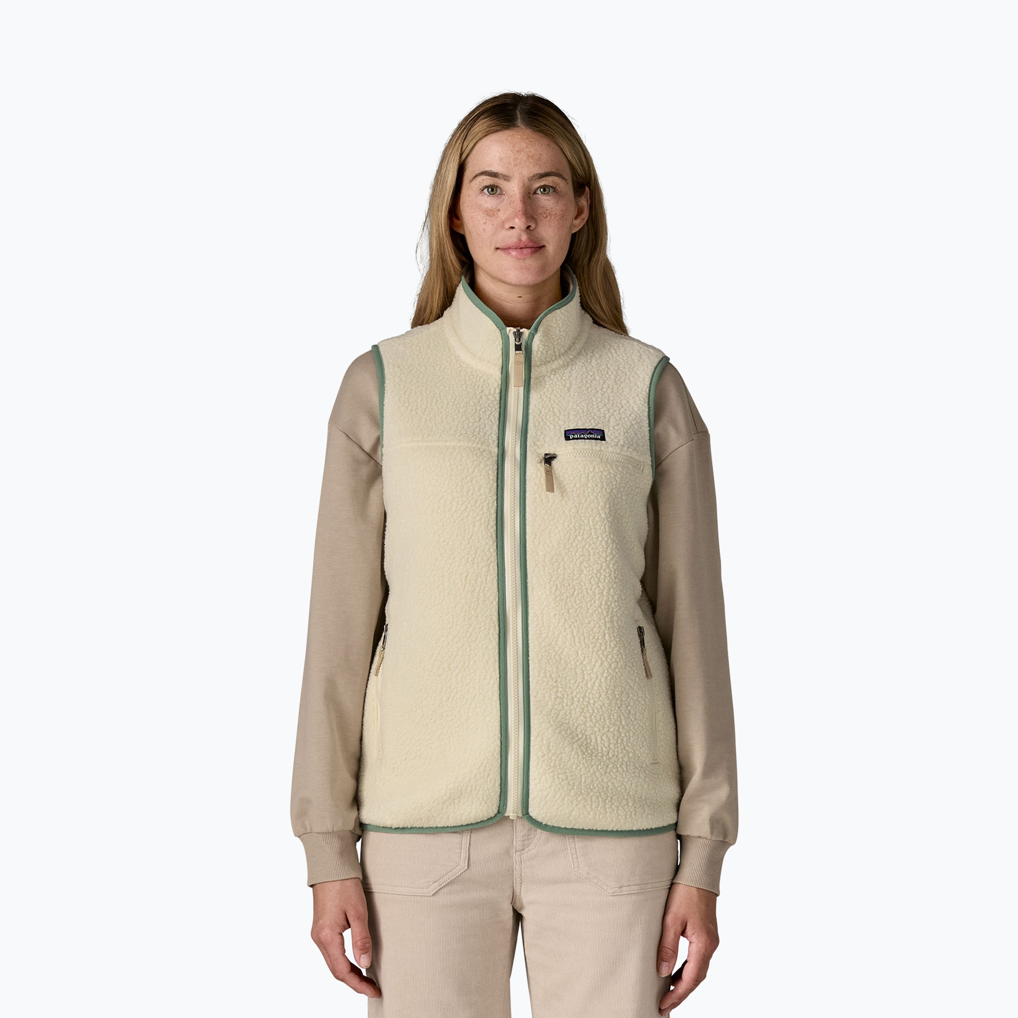 Bezrękawnik damski Patagonia Retro Pile natural w/ellwood green