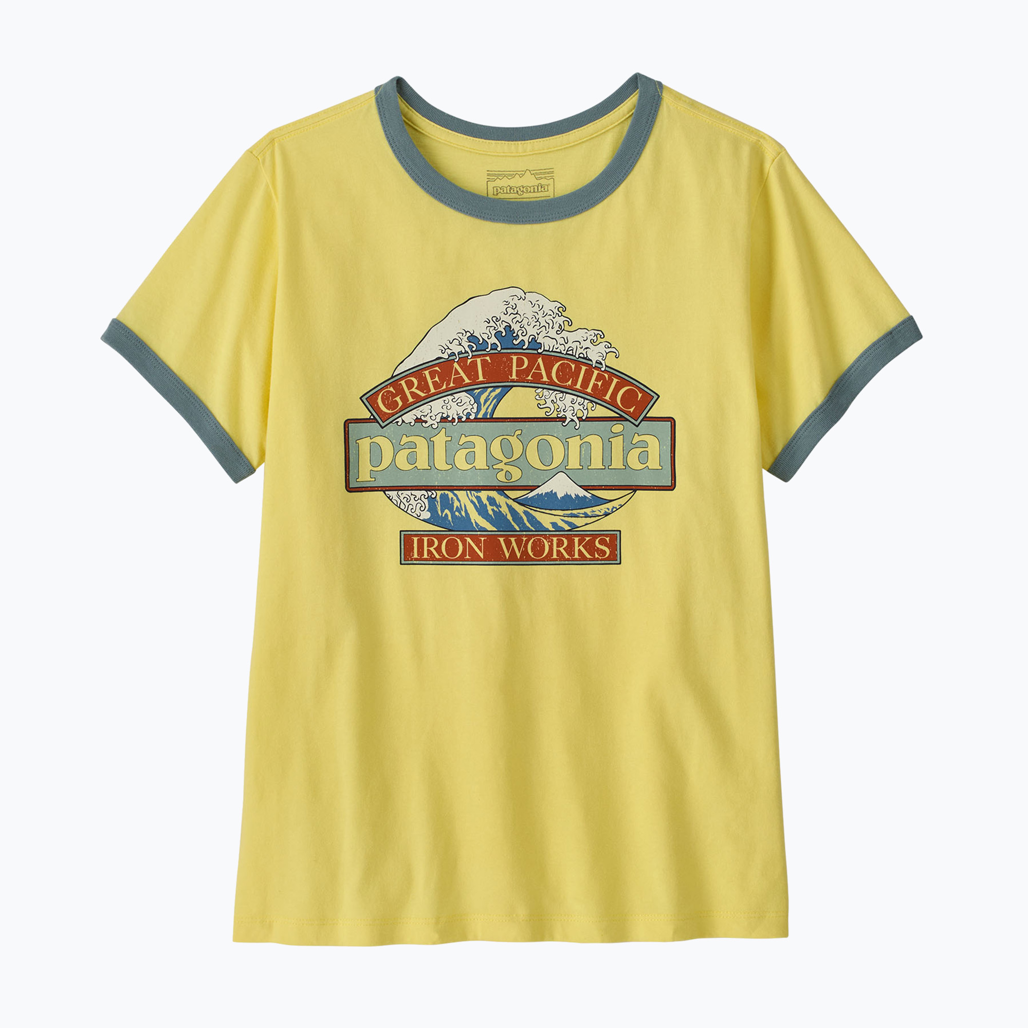 Koszulka damska Patagonia Great Waves Ringer Tee lemon zest