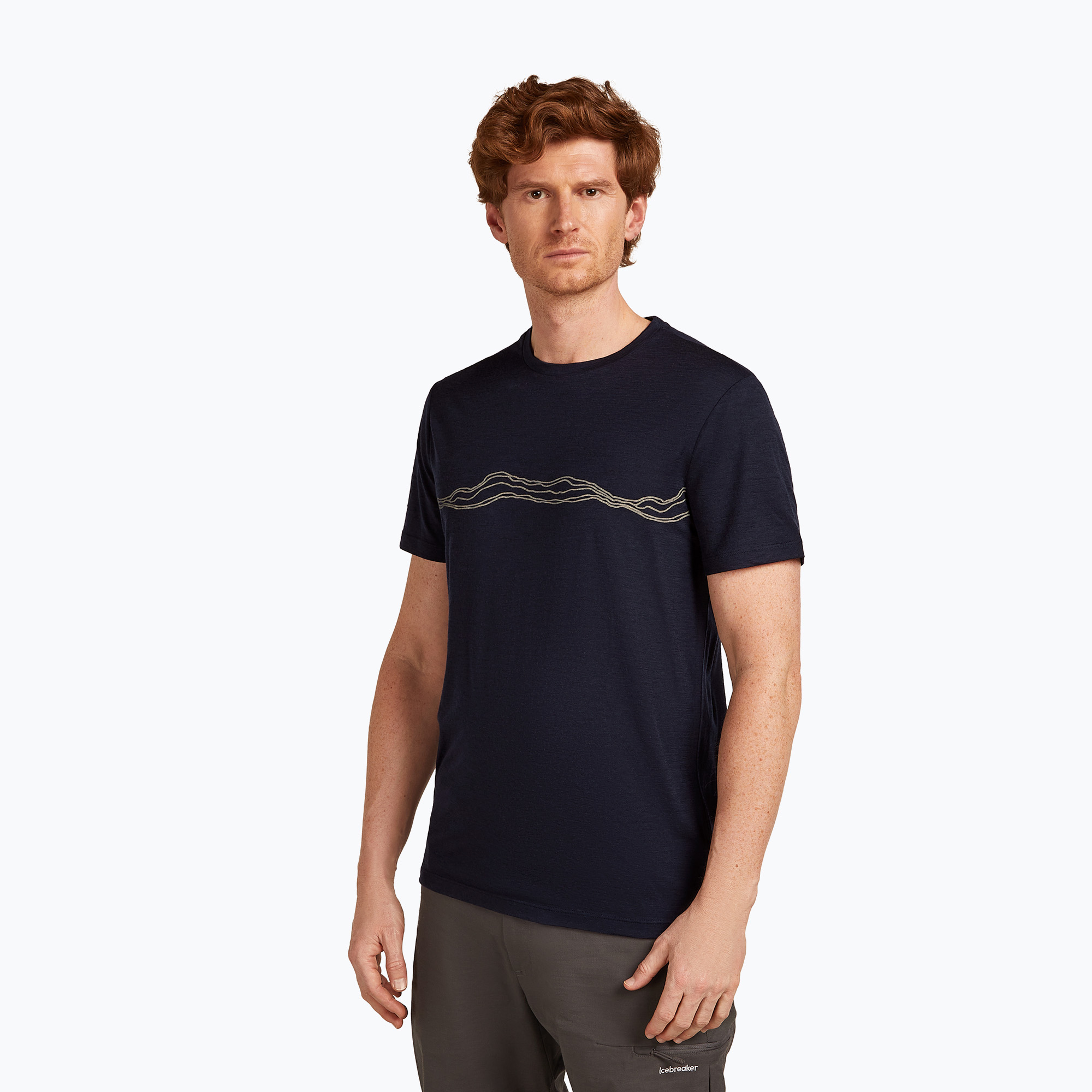 Koszulka męska icebreaker Merino 150 Tech Lite Mountain Pulse midnight navy 