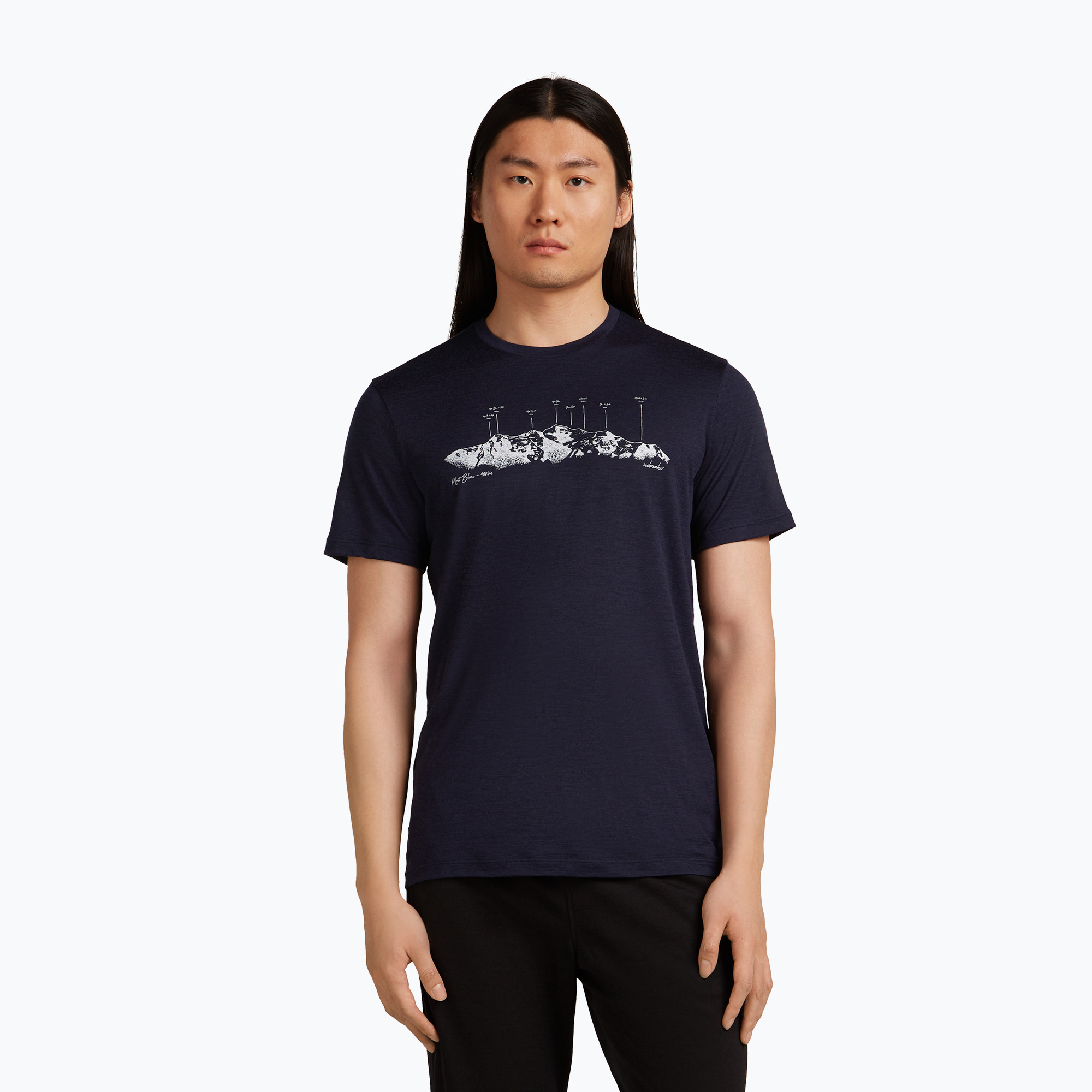 Koszulka męska icebreaker Merino 150 Tech Lite The Peaks midnight navy 