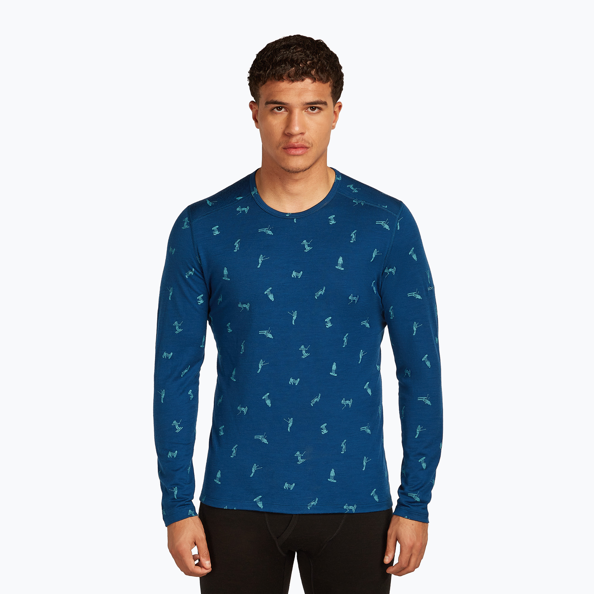 Pánske termoprádlo Icebreaker Merino 200 Oasis Crewe Snow Day atlantis/topaz/aop (Merino 200 Oasis Crewe Snow Day AOP IB0A57BE0H81)