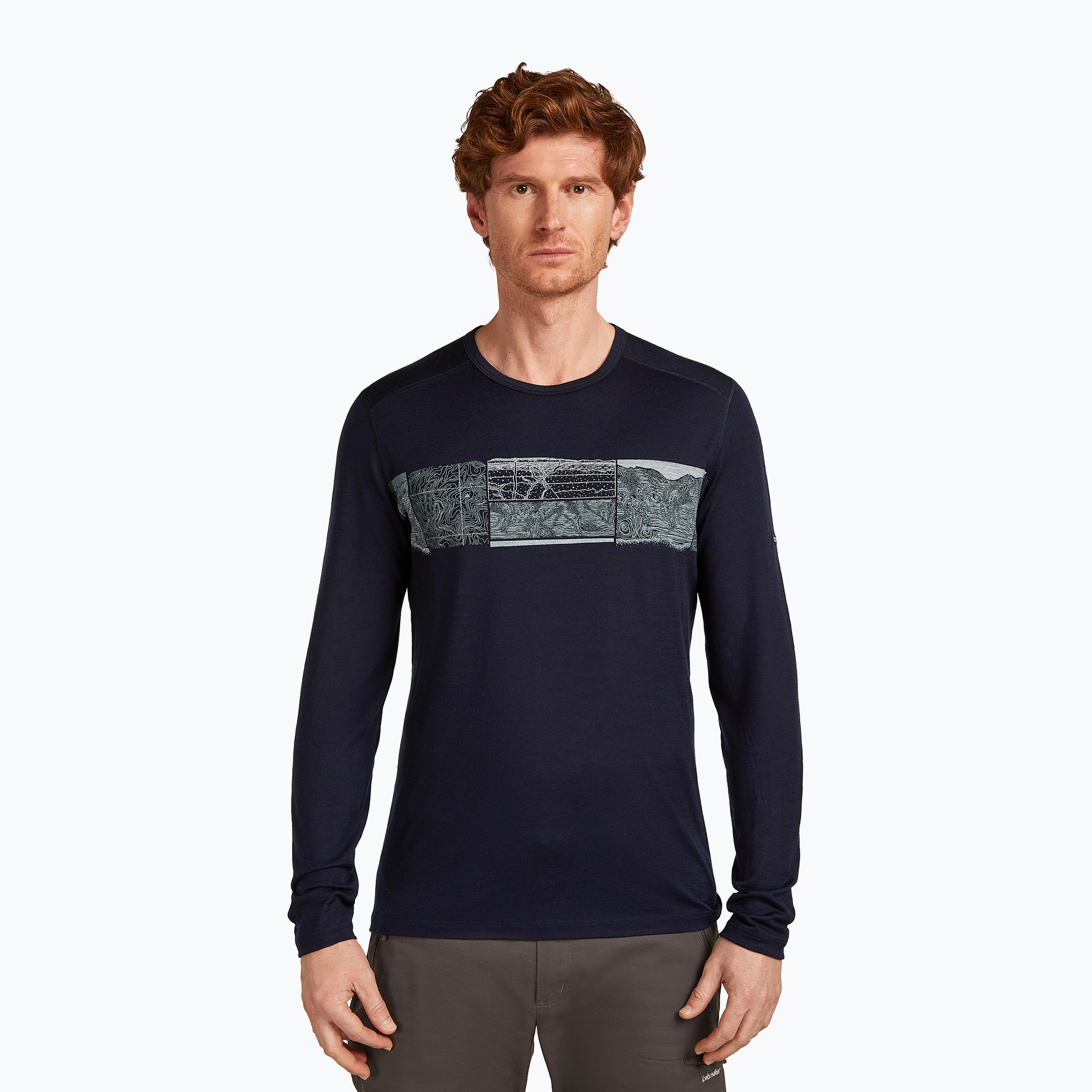 Thermo-Longsleeve Herren icebreaker Merino 200 Oasis Crewe Elevation Line midnight navy (Merino 200 Oasis Crewe Elevation Line IB0A57BD4011)