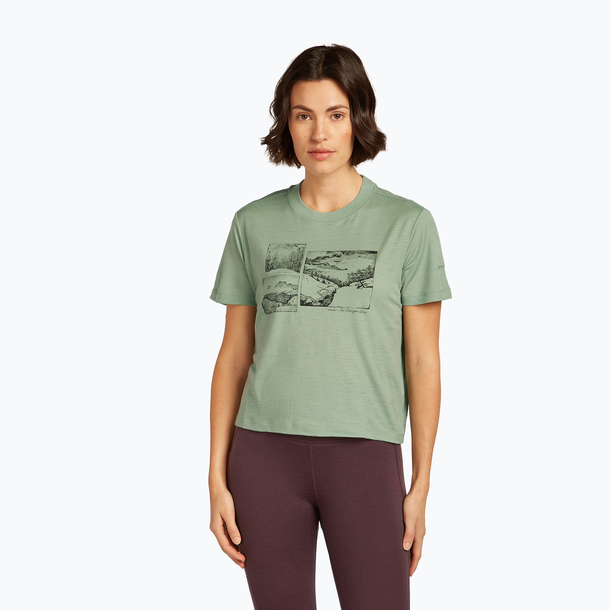 Koszulka damska icebreaker Merino 150 Tech Lite Crop The Climb seaglass 