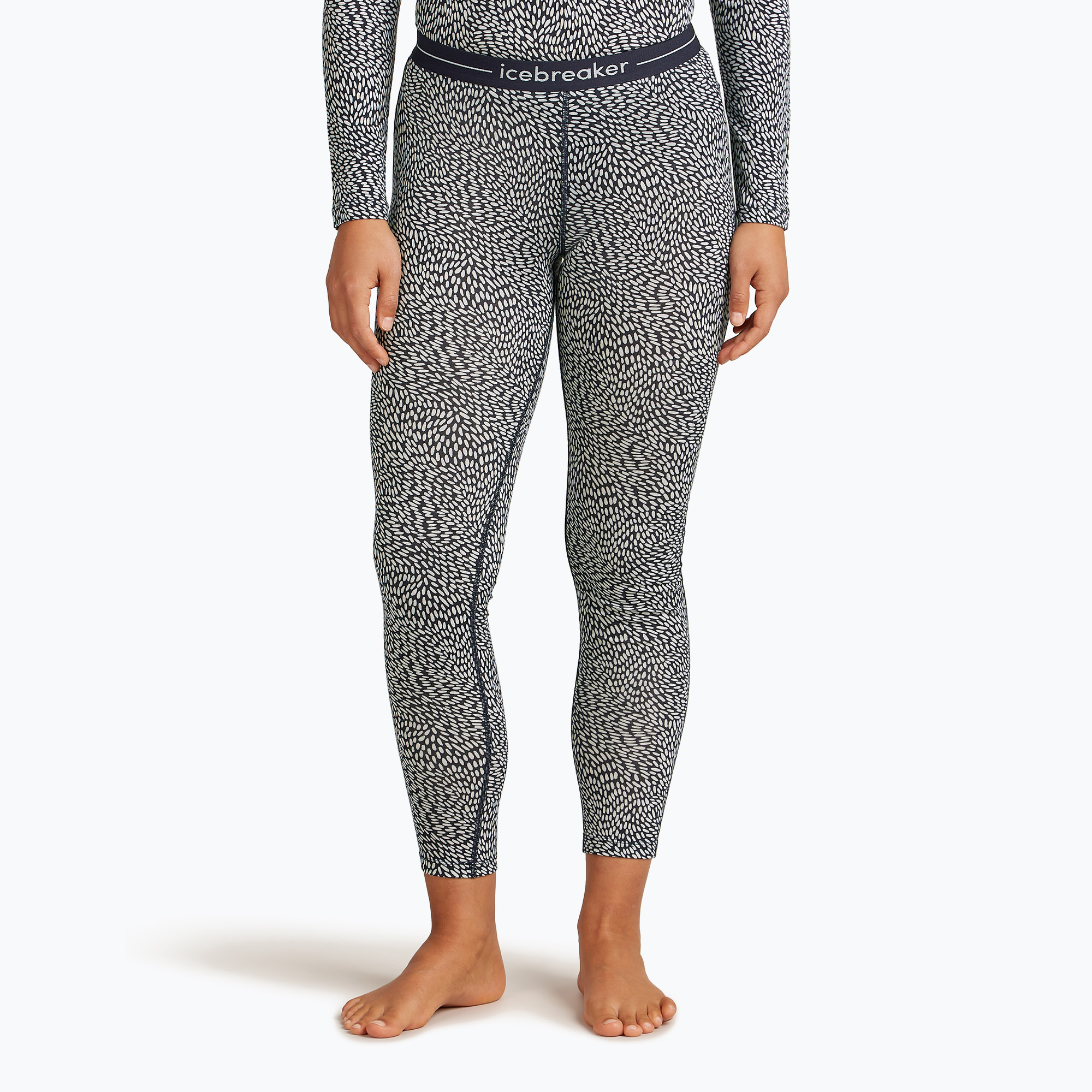 Дамски термоактивни панталони Icebreaker Merino 200 Oasis Flock Forms AOP midnight navy/snow