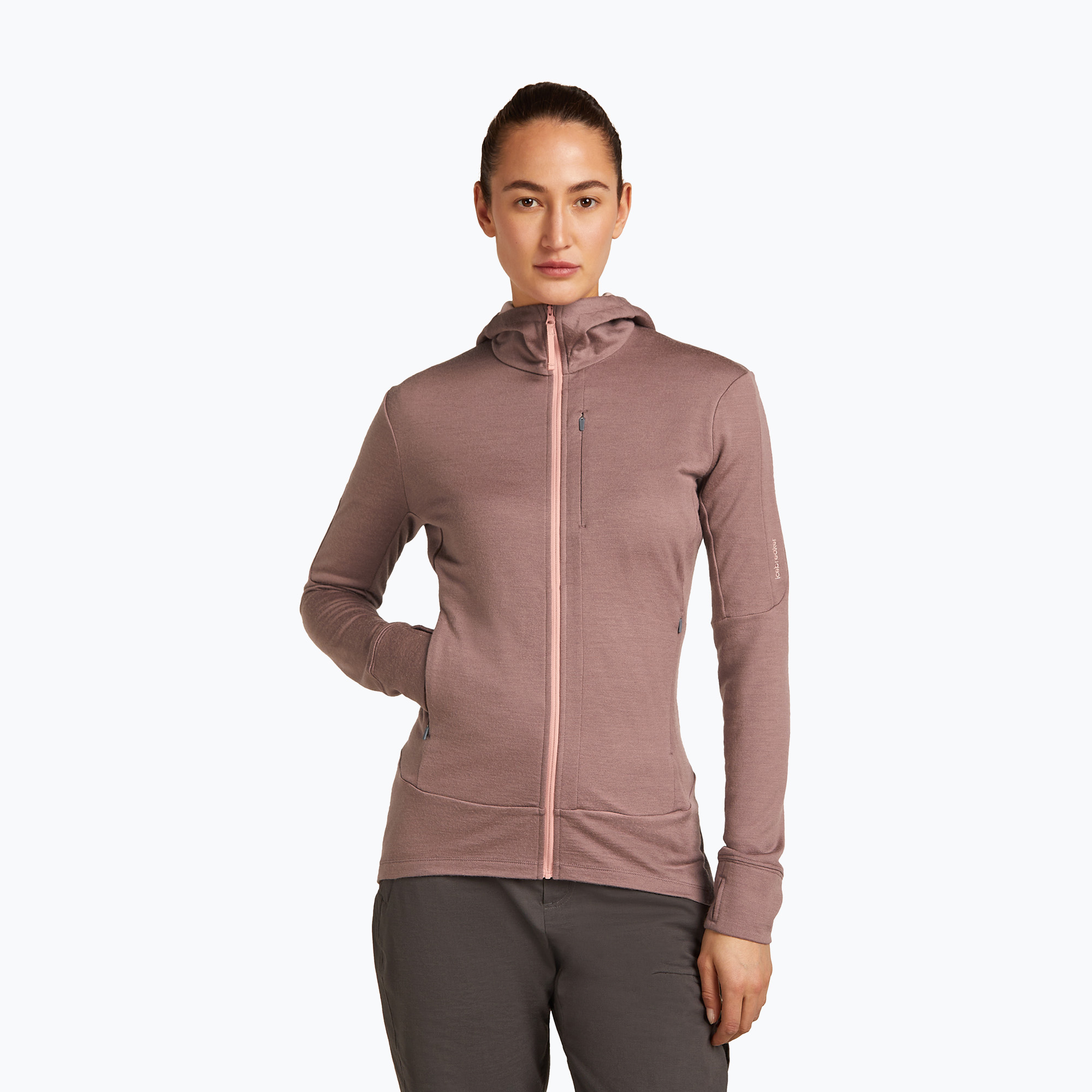 Bluza damska icebreaker Merino 260 Quantum IV Zip Hoodie summit/blush 