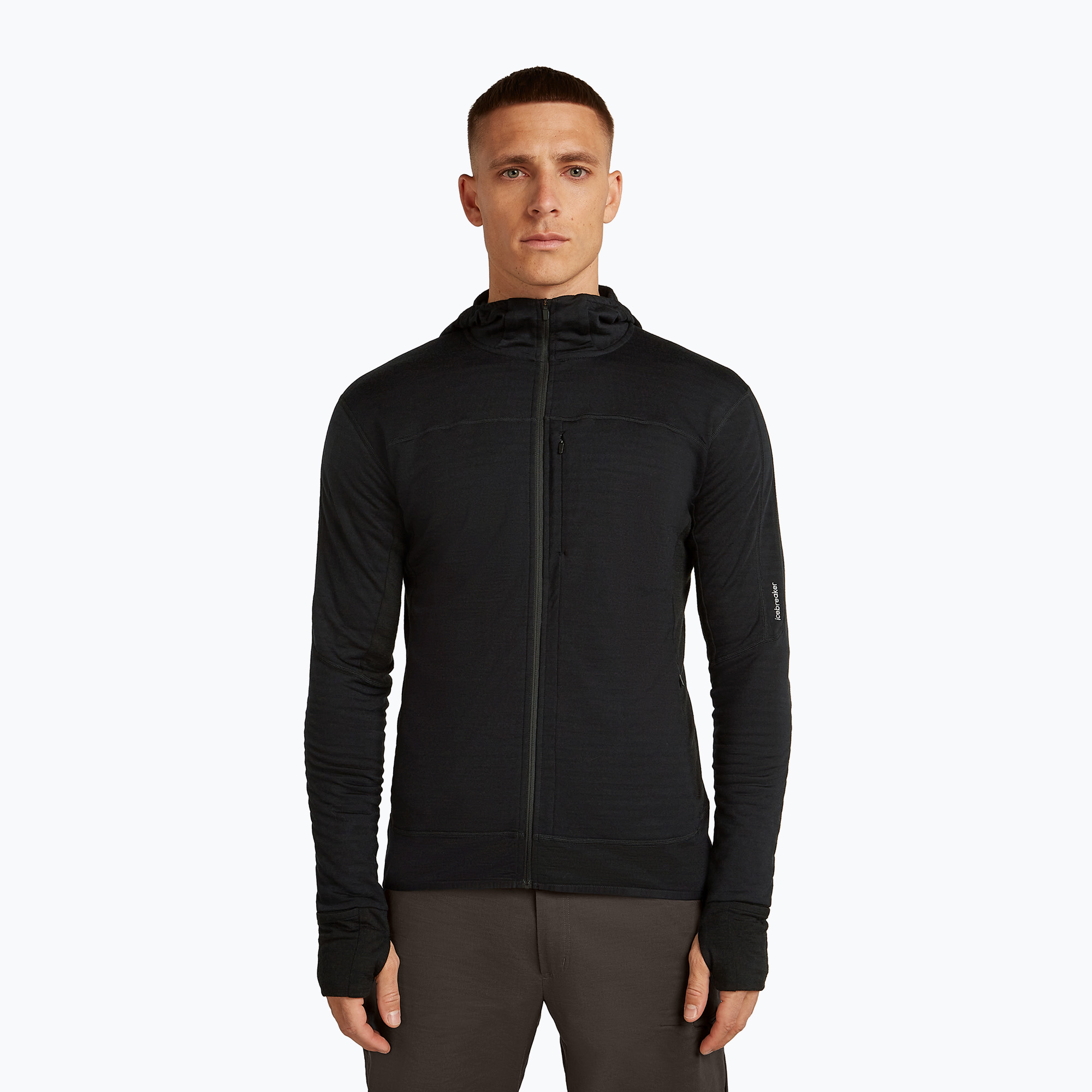 Bluza męska icebreaker Merino Blend 300 RealFleece Descender Zip Hoodie black 