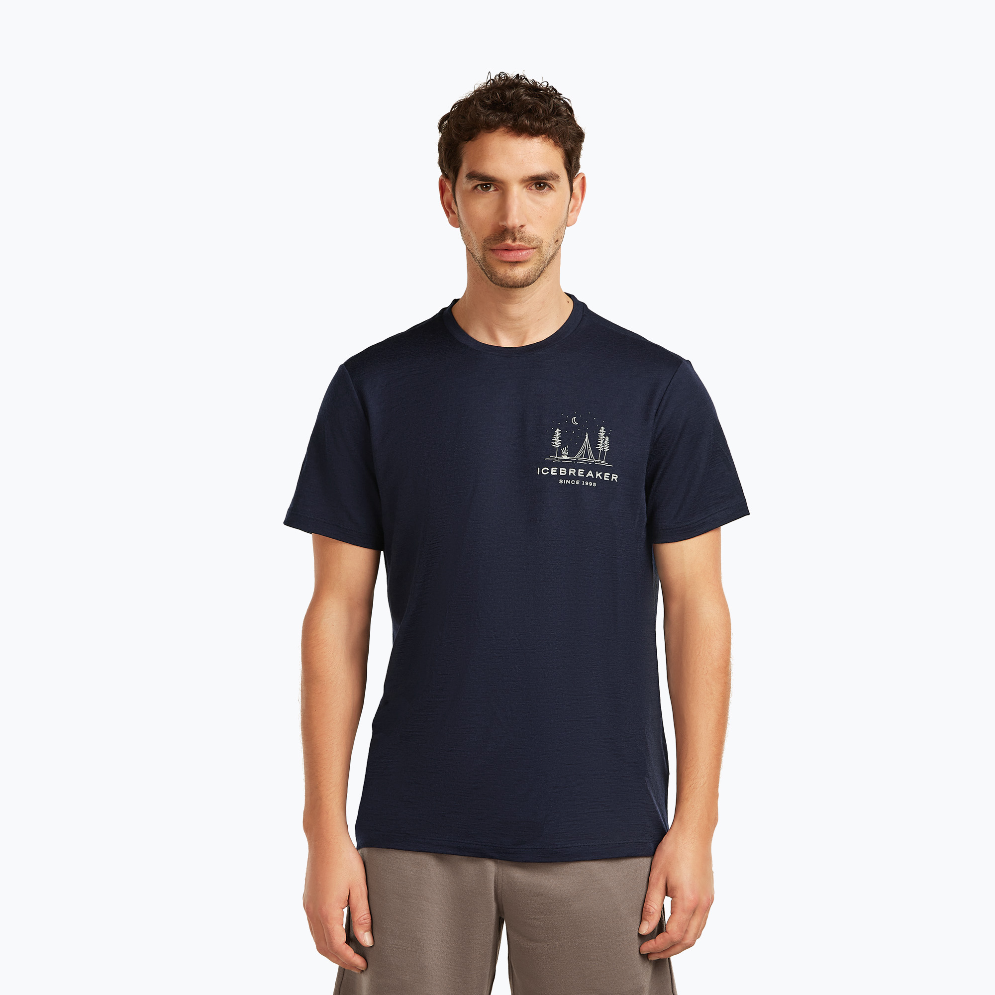 Koszulka męska icebreaker Merino 150 Tech Lite Peaceful Pass Tee midnight navy 