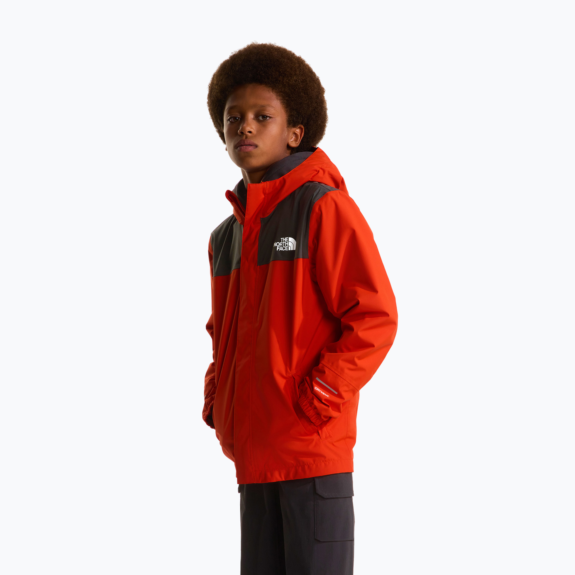Kurtka przeciwdeszczowa dziecięca The North Face Antora lava red