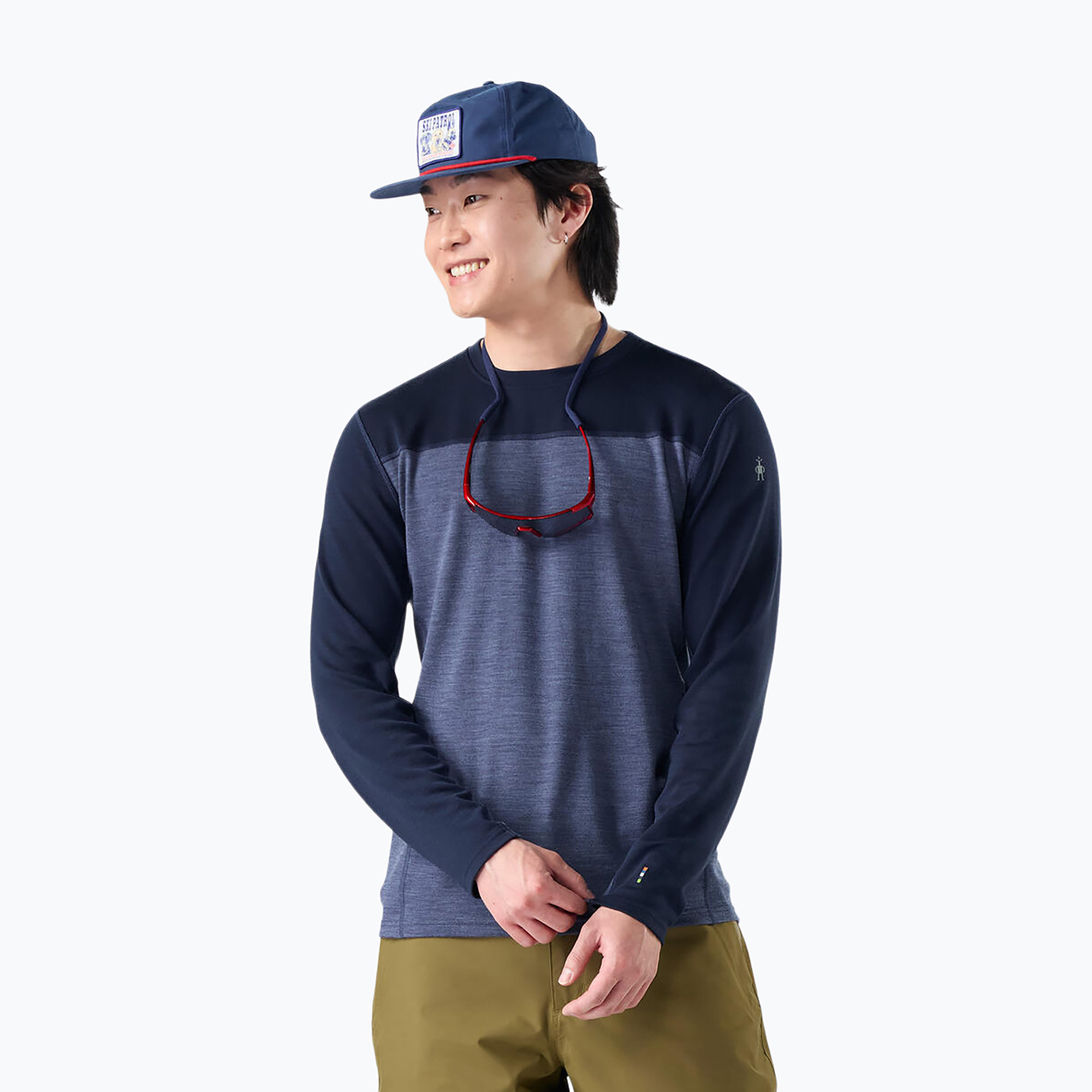 Pánská termo mikina Smartwool Classic Thermal Merino Base Layer Colorblock Crew Boxed deep navy/nightfall