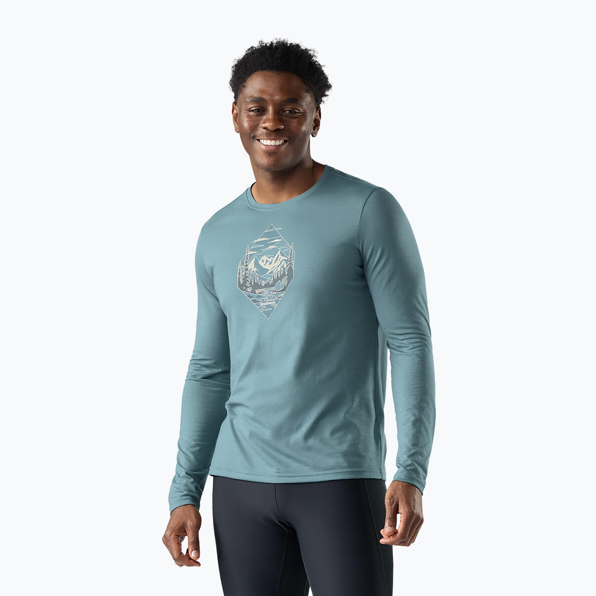 Мъжка блуза с дълъг ръкав  Smartwool Wander Valley Active Long Sleeve Graphic Tee dusty tea