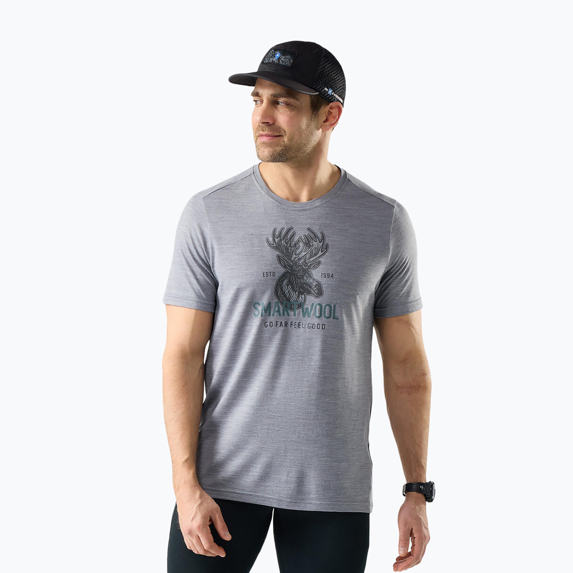 Мъжка тениска Smartwool Moose Mode Active Graphic Tee SS light gray heather