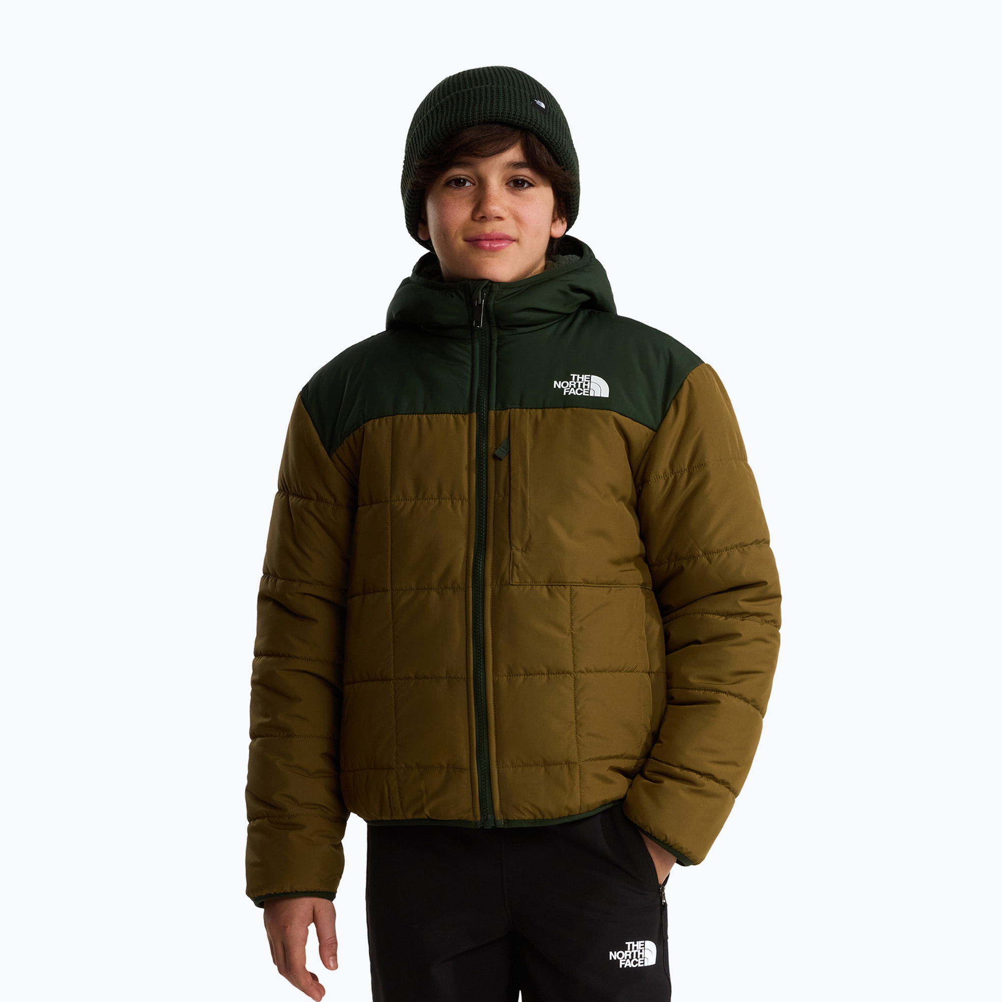 Детско ватирано яке The North Face Reversible Shasta FZ Hooded caraway seed/bo