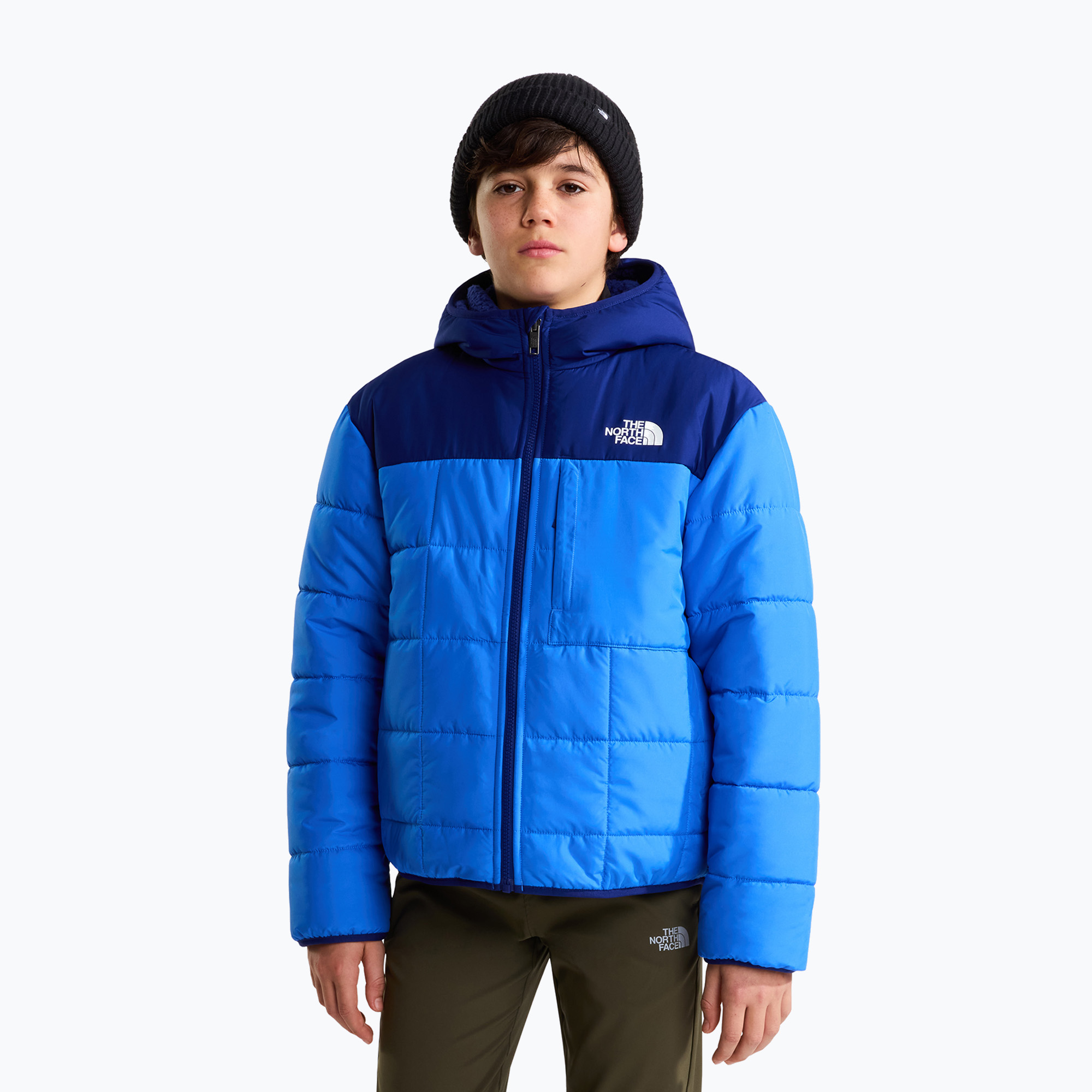 Dětská zateplená bunda  The North Face Reversible Shasta FZ Hooded active blue/bol