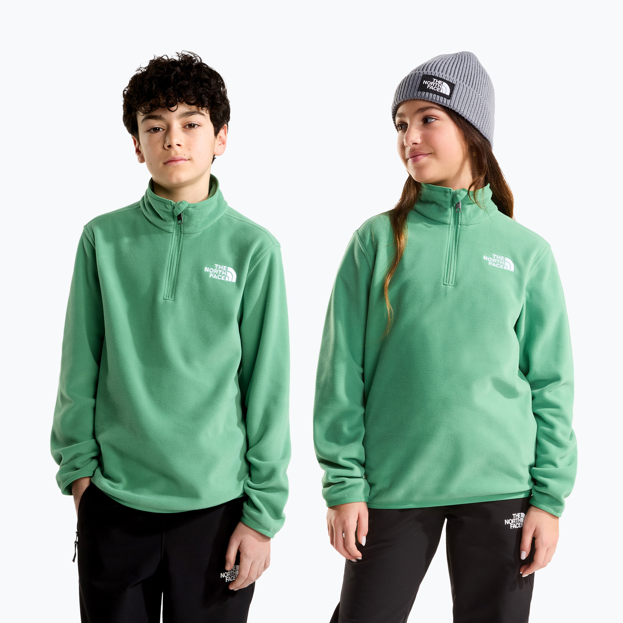 Bluză fleece pentru copii The North Face Teen Glacier 1/4 Zip dimmed algae