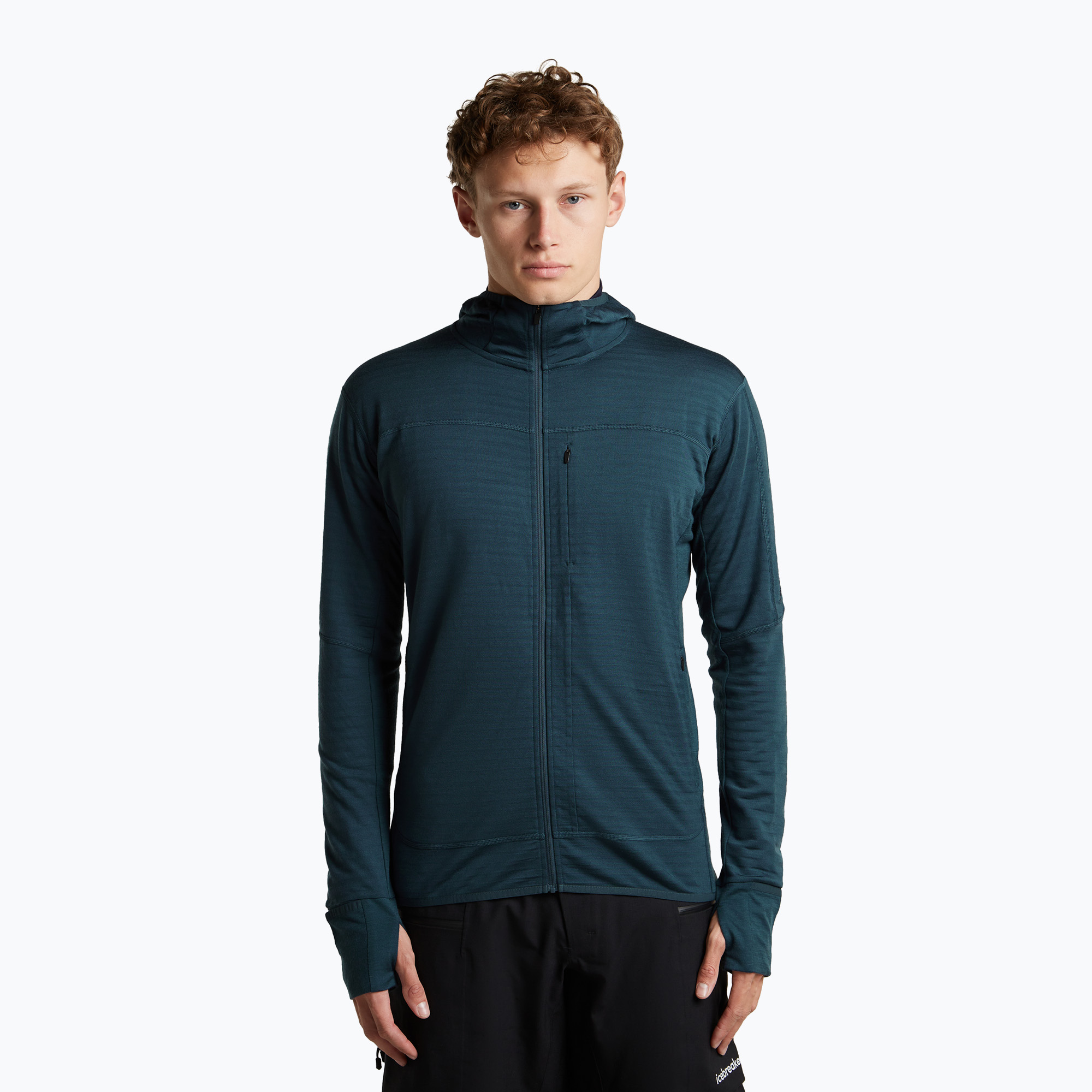 Bluză de trekking pentru bărbați Icebreaker Merino 300 Realfleece Descender Zip Hoodie abyss