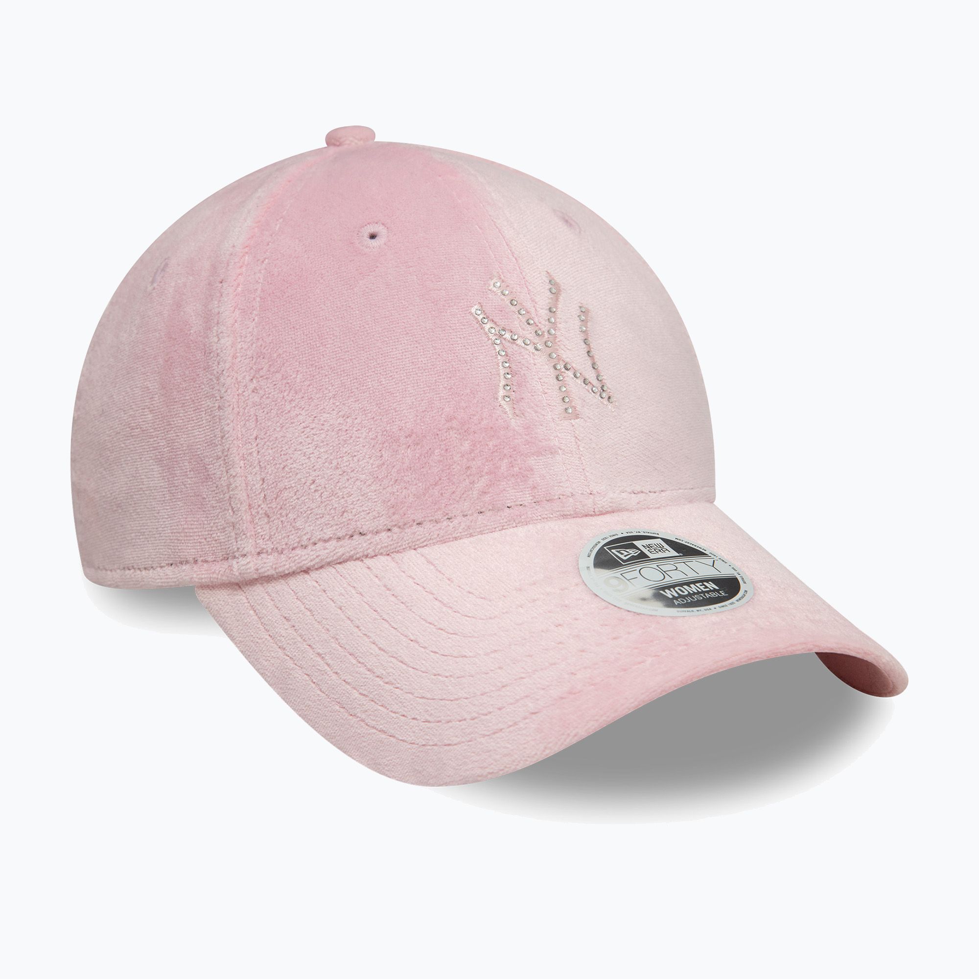 Czapka z daszkiem damska New Era Diamante Velour 9Forty New York Yankees dark pink 