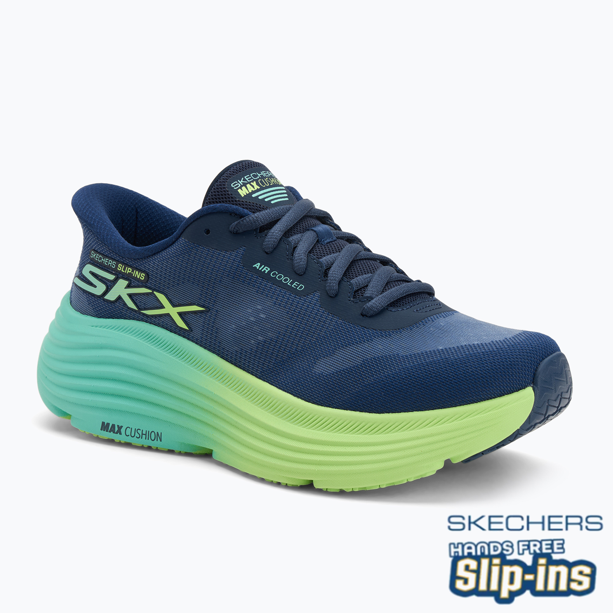 Buty do biegania damskie SKECHERS Max Cushioning Endeavour Hallandale navy/lime 