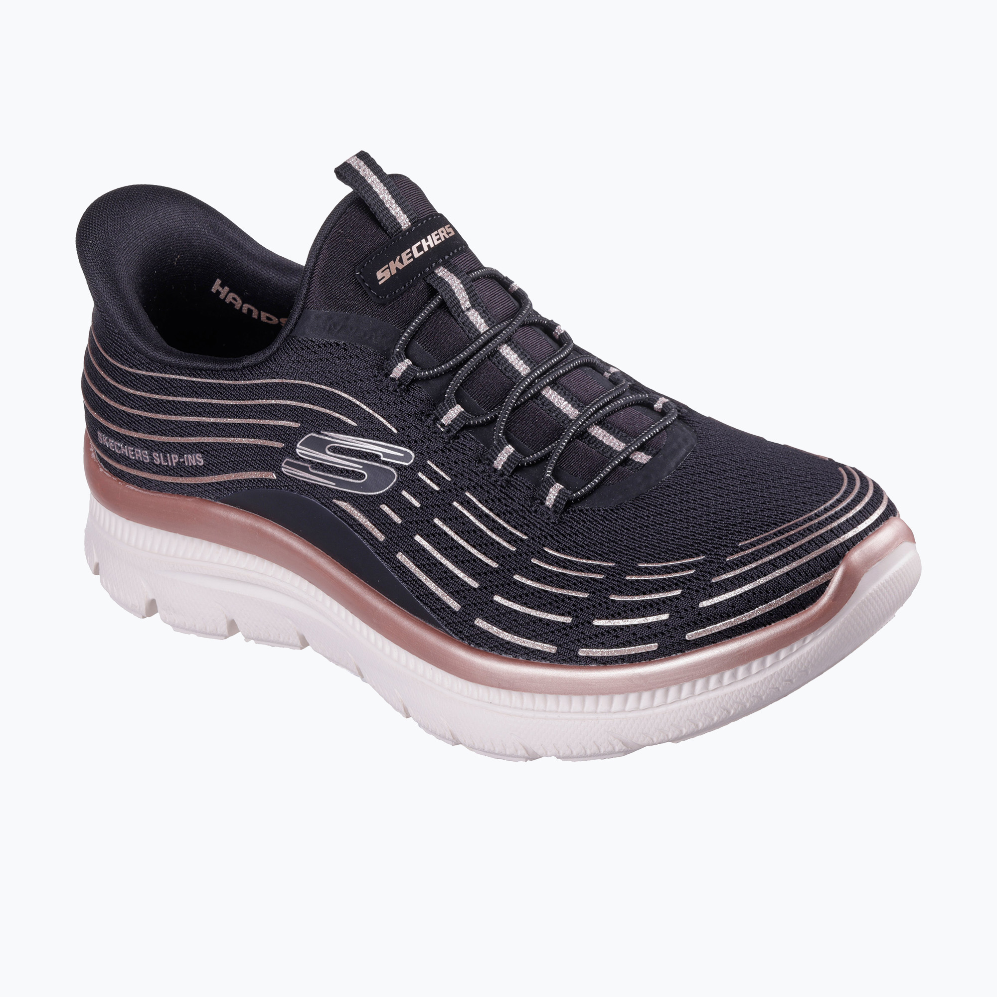 Buty damskie SKECHERS Summits Plus Soft Luster black/rose gold 