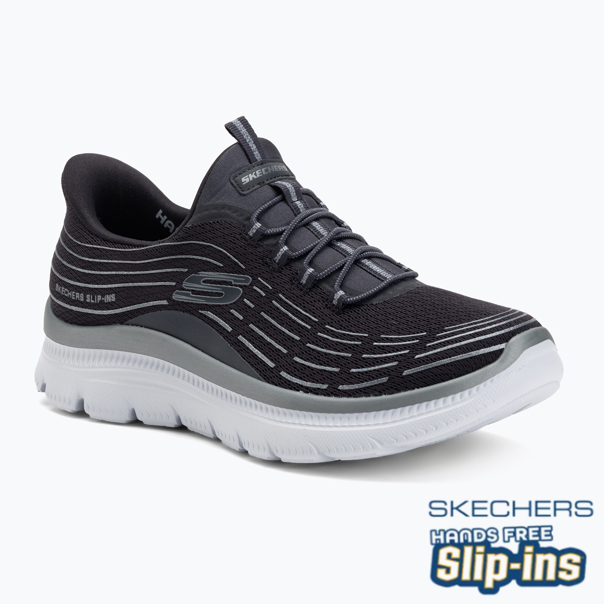 Buty damskie SKECHERS Summits Plus Soft Luster charcoal/silver 