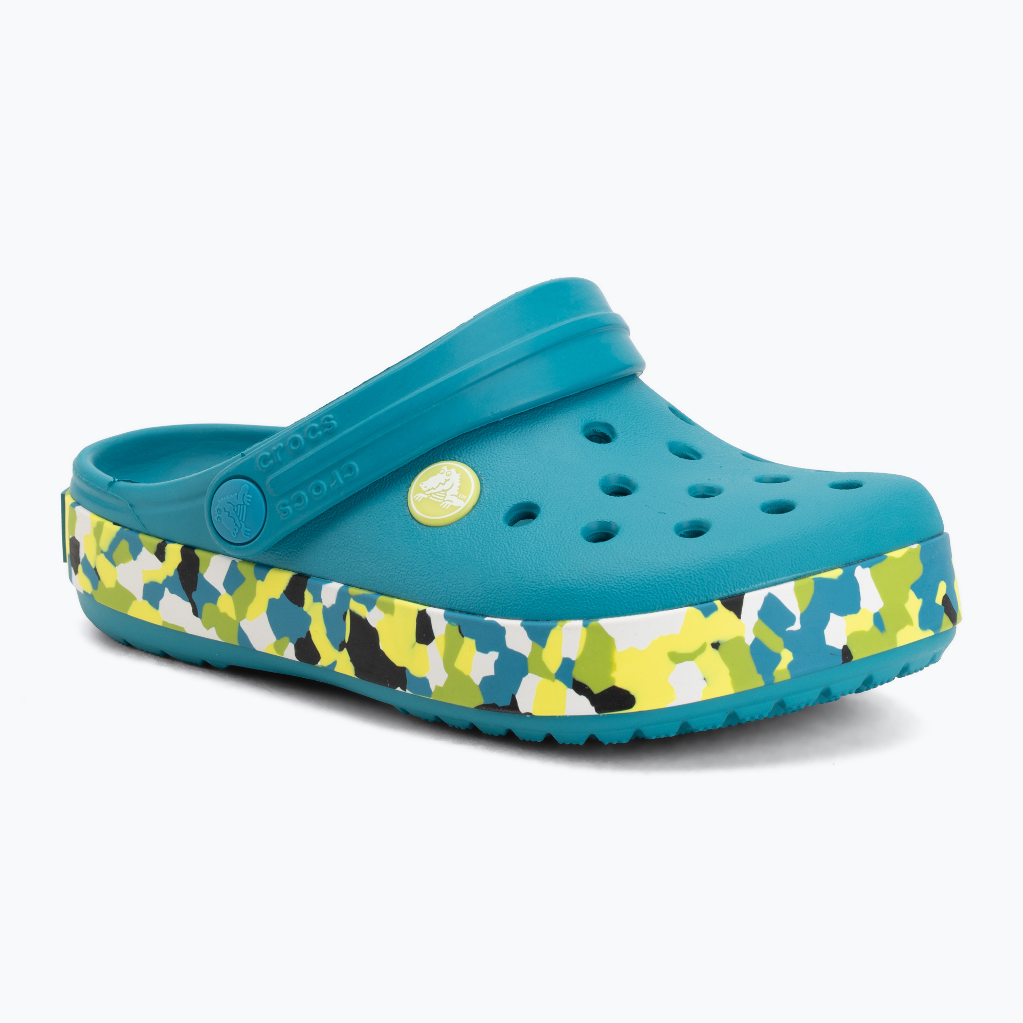 Klapki dziecięce Crocs Crockband Glow Confetti Band turbo teal/multi 