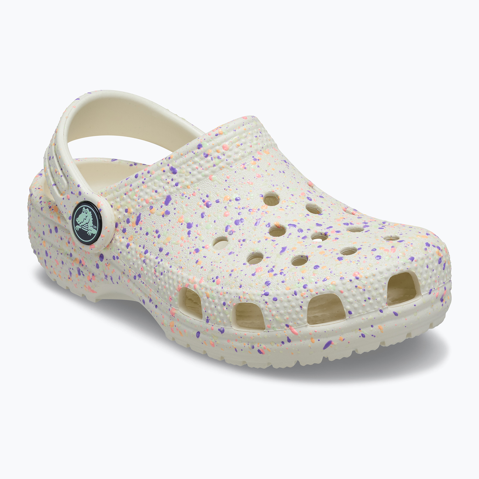 Детски чехли Crocs Classic Glow Paint Splatter summit white/multi